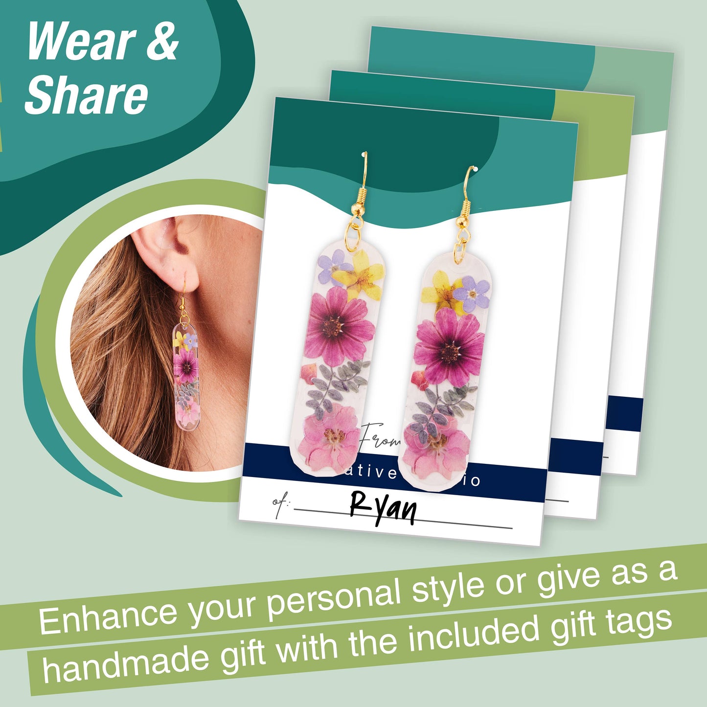 Pressed Floral Earrings - Adult/Kids Craft Kit Makes 3 Pairs
