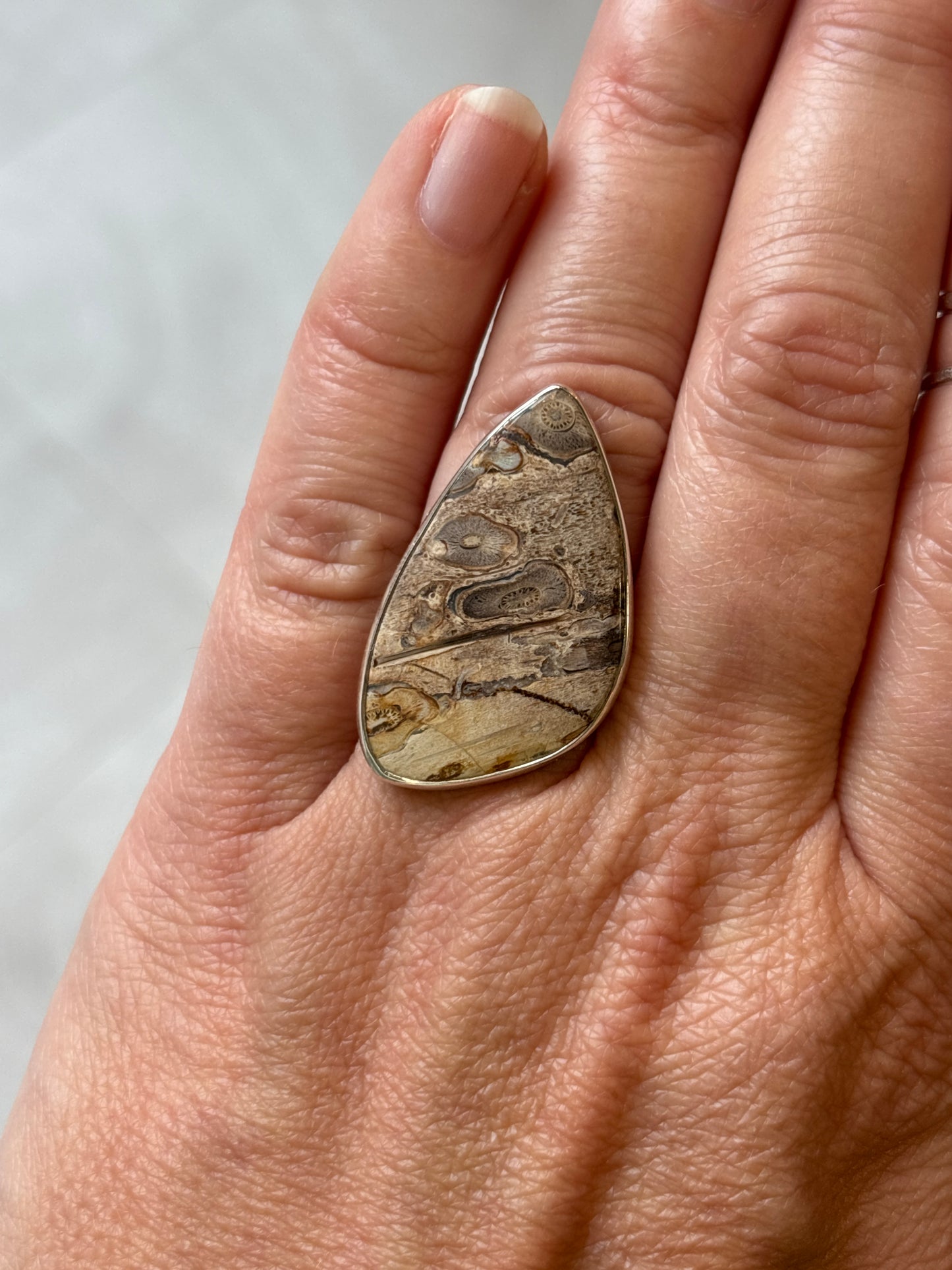 Plum Wood Agate Ring | Adjustable