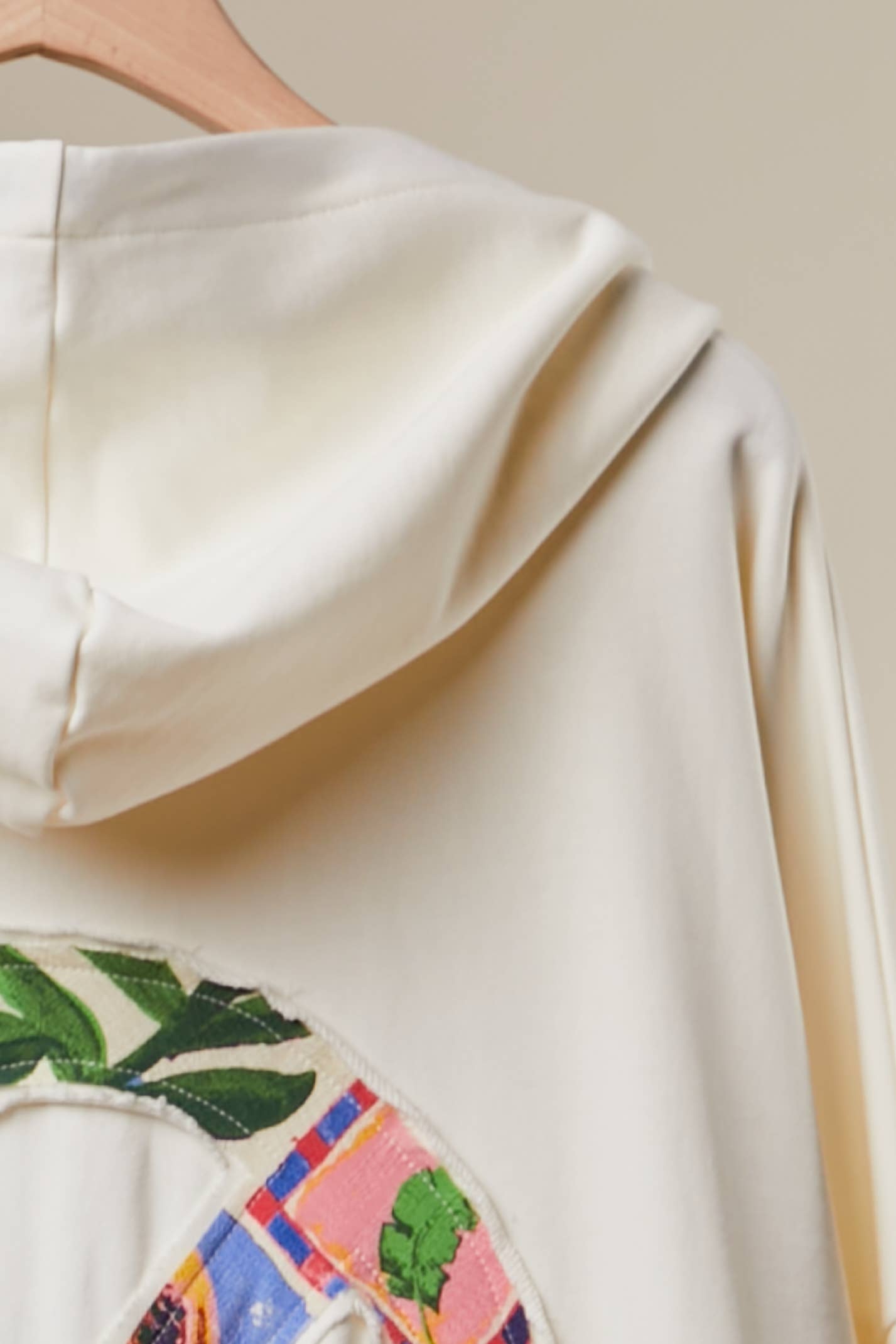 Flower Fabric Detail Hooded Sweatshirt