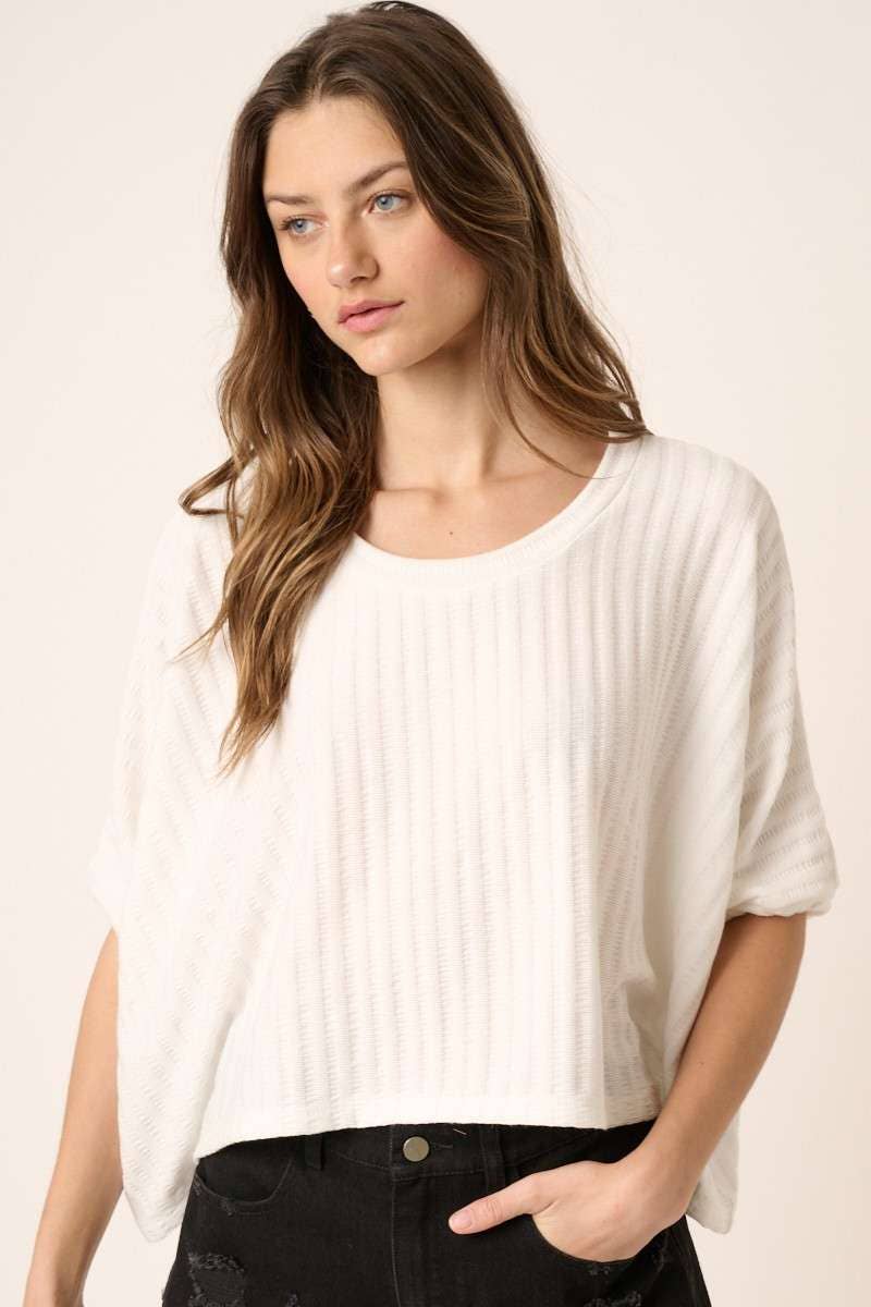 TEXTURE KNIT DOLMAN SLEEVE TOP
