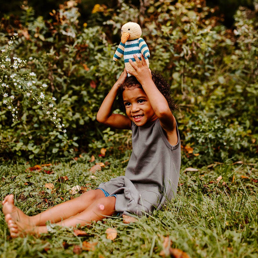 Handmade Yellow Spring Duck Rattle – Stripey & Sweet