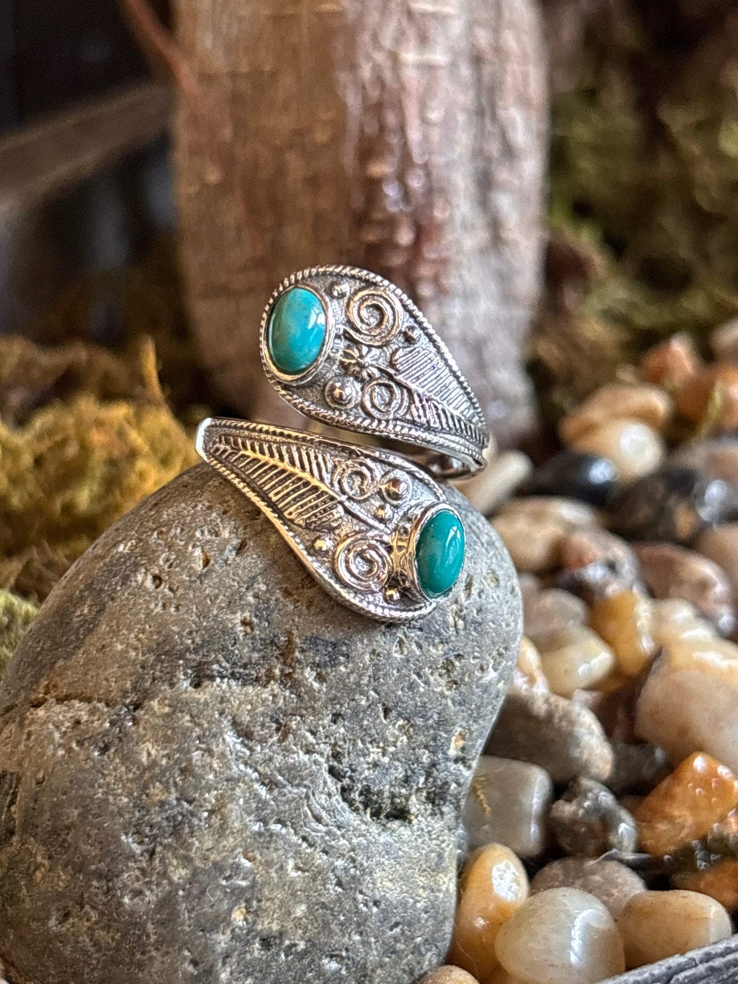 Turquoise Bypass Ring | Adjustable