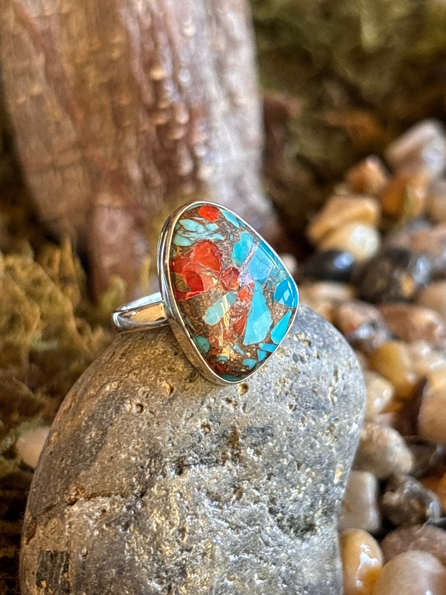 Turquoise Coral Ring | Size 6.25