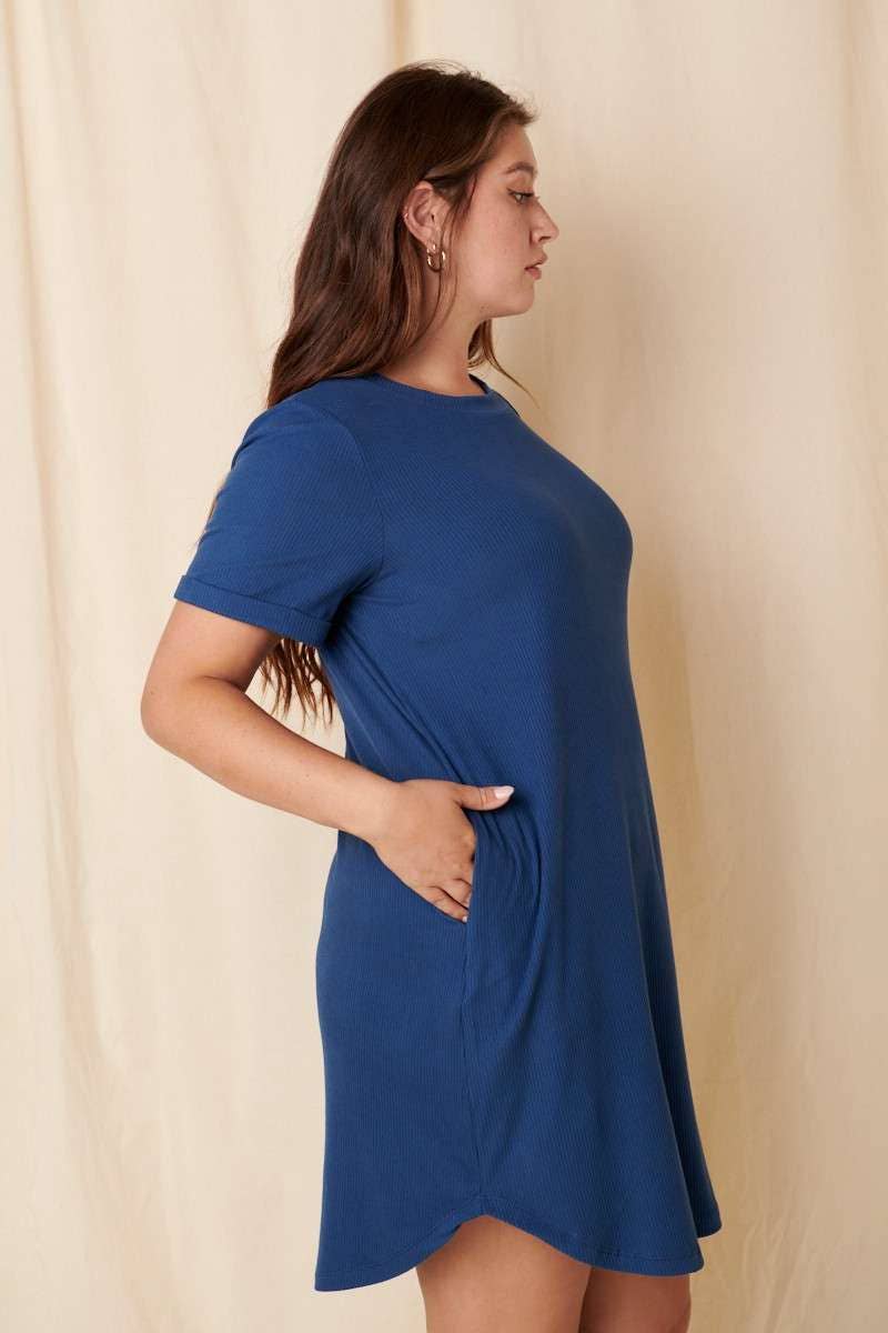PLUS RIB ROUND NECK TEE DRESS