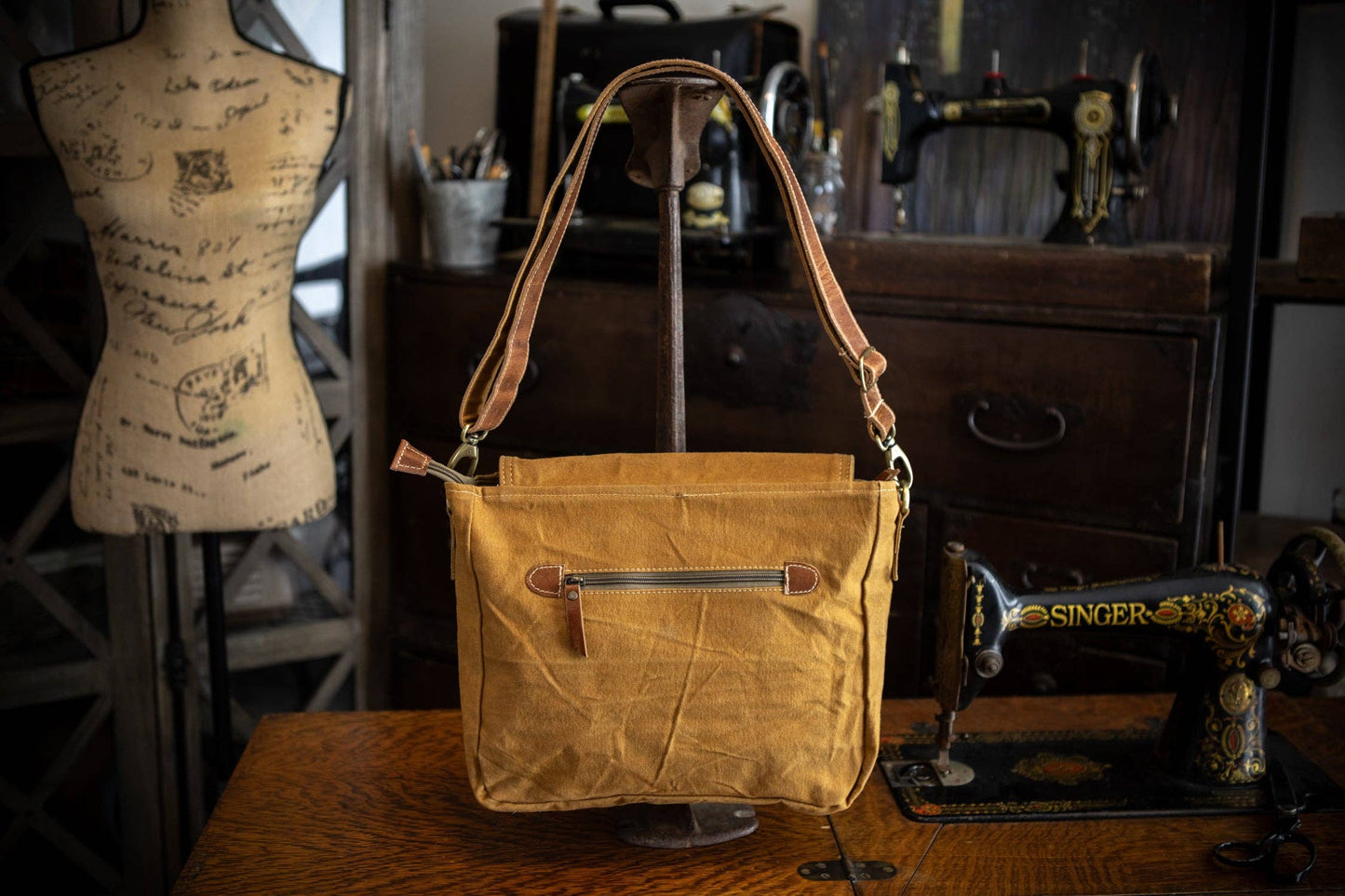 Moth Rising Recycled Canvas Saddle Bag