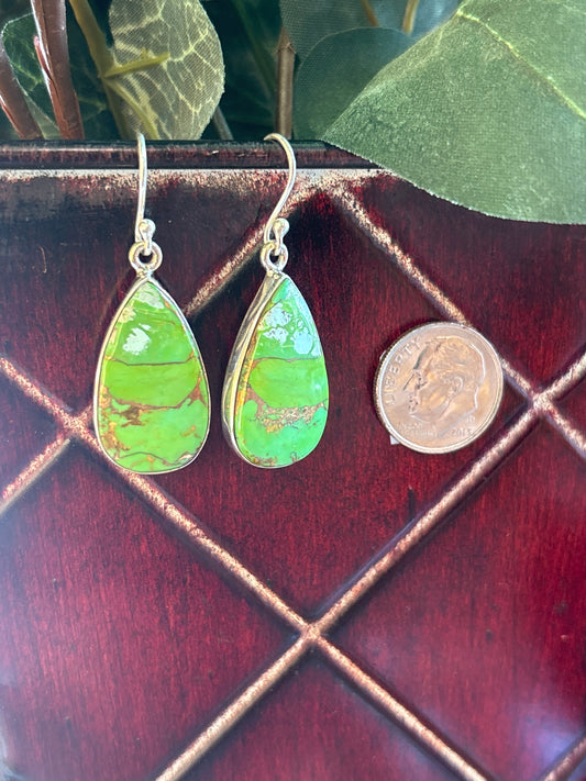 Green Copper Turquoise Earrings