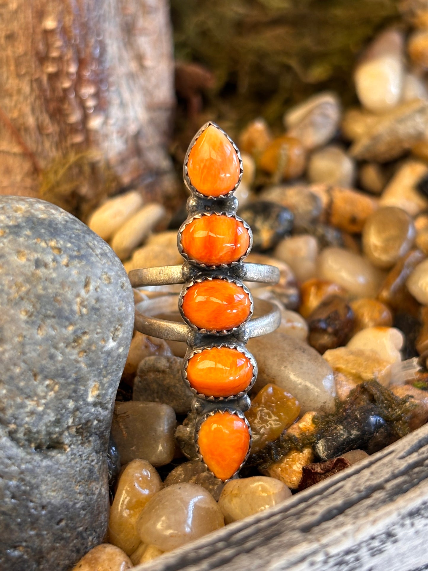 Orange Spiny Crawler Ring | Size 7