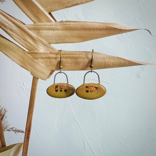 Three Stripes Olive Earrings