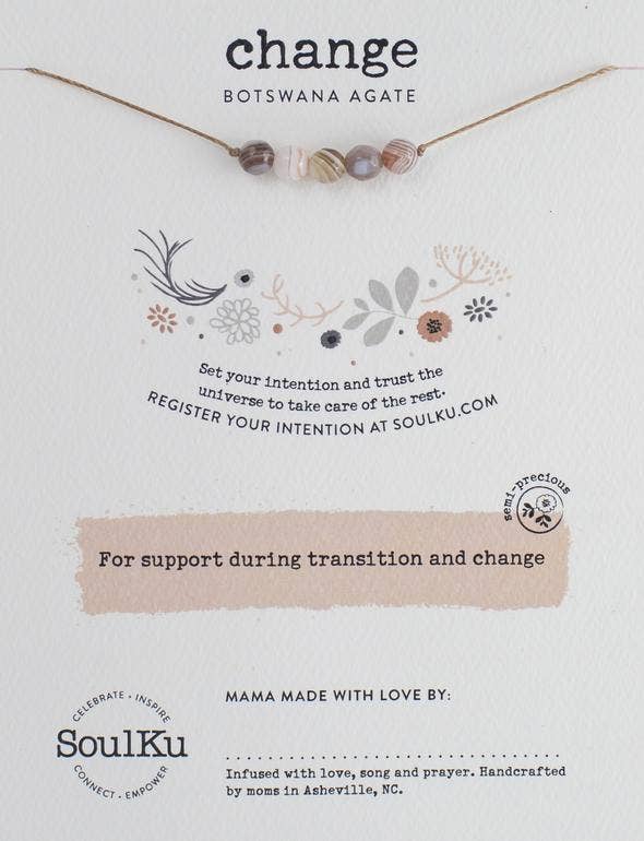Botswana Agate Intention Necklace for Change