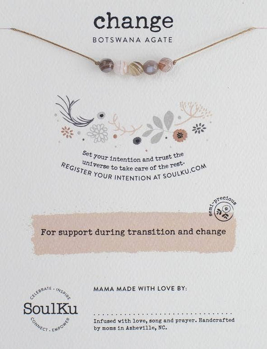 Botswana Agate Intention Necklace for Change