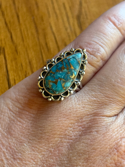 Copper Turquoise Ring | Size 7