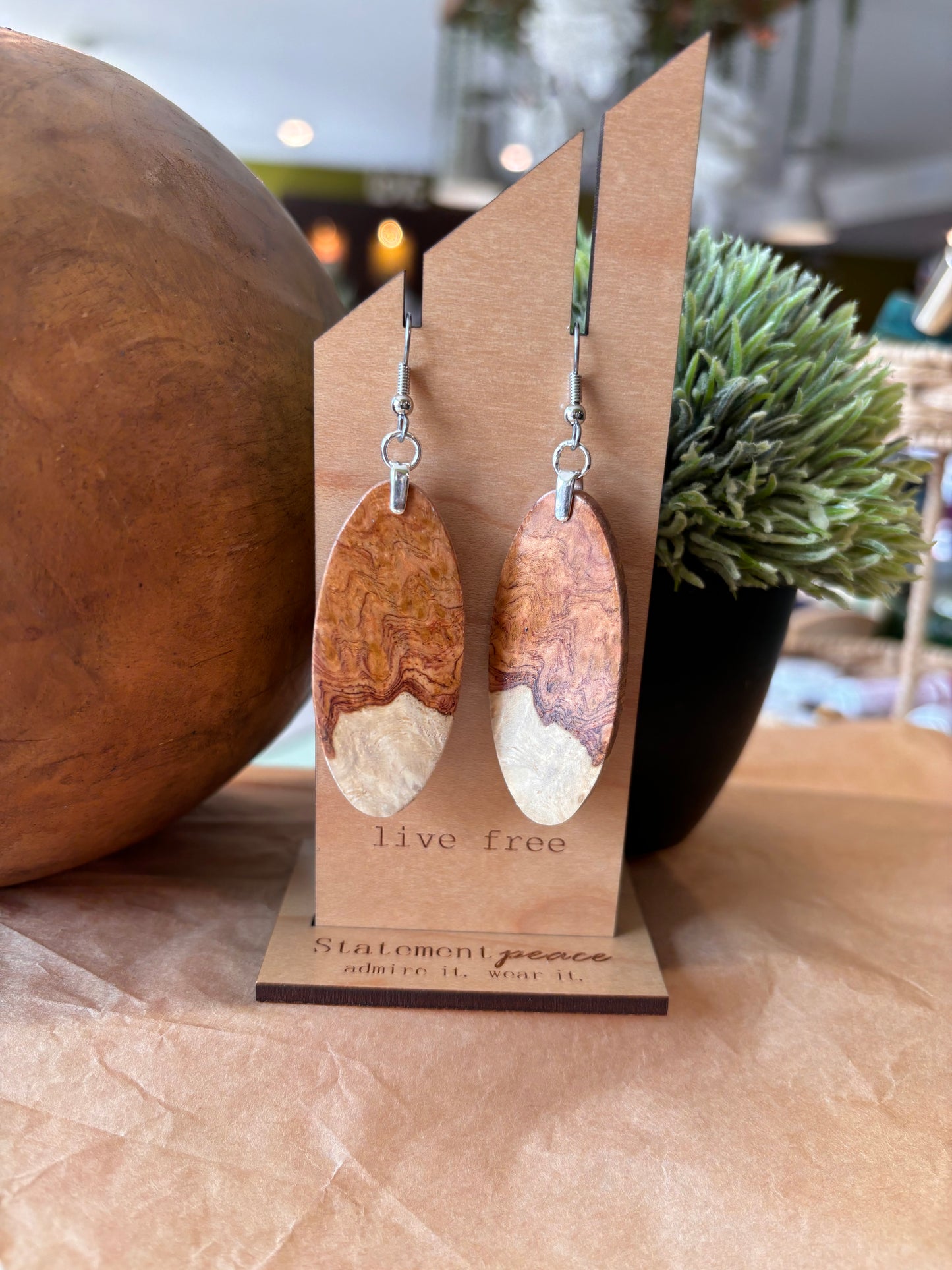 Handcrafted Wood & Resin Earrings