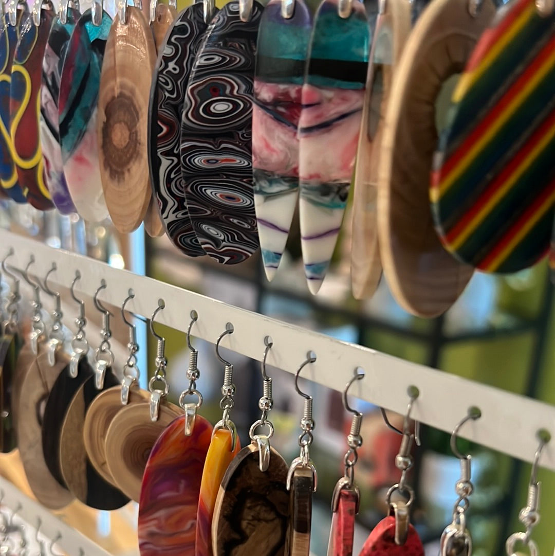 Handcrafted Wood & Resin Earrings