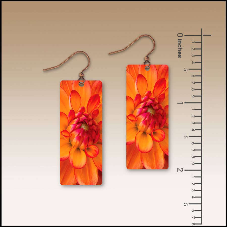 Orange Dahlia Banner Handmade Earrings