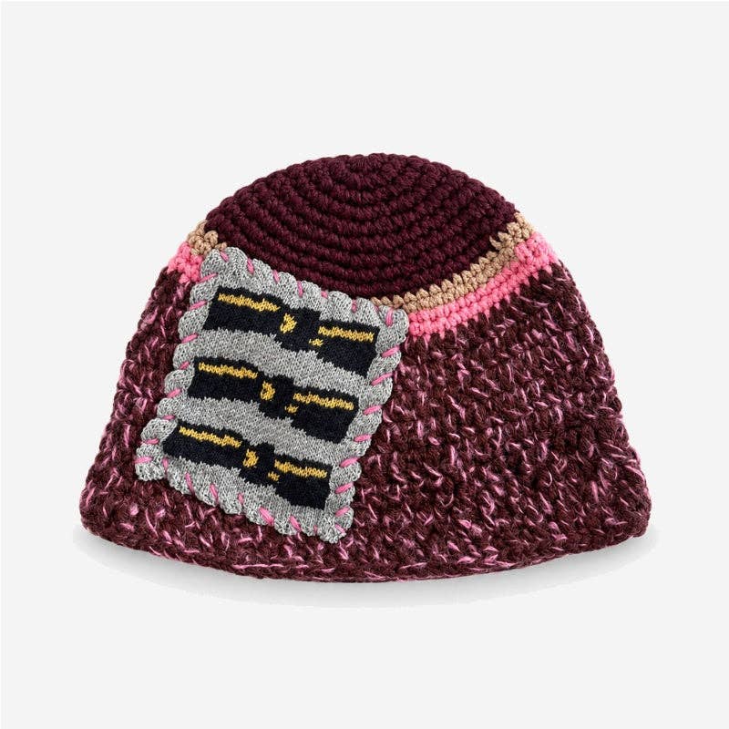 Color Block Splice Floral Jacquard Bucket Hat