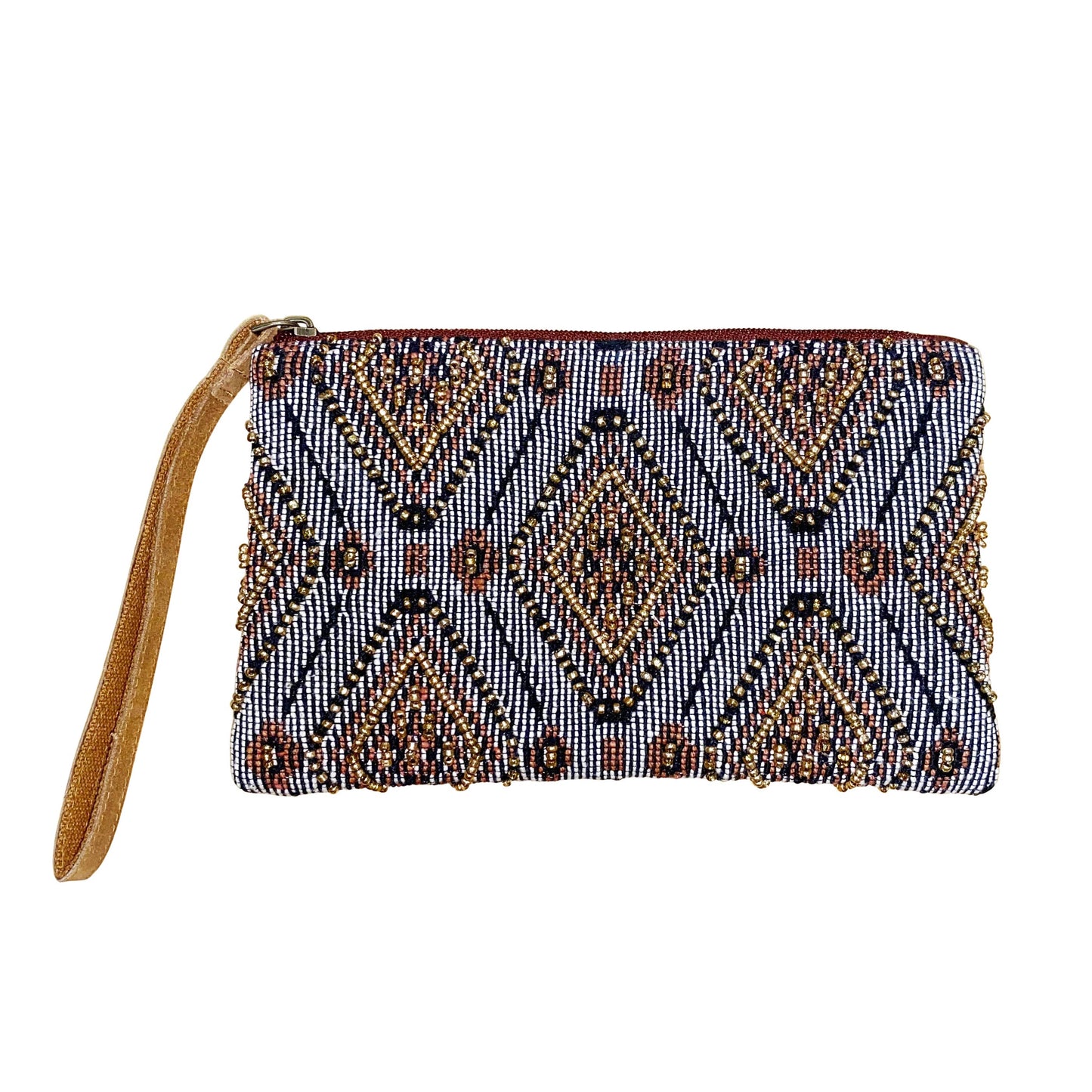 Black Gold Diamond Beaded Wristlet