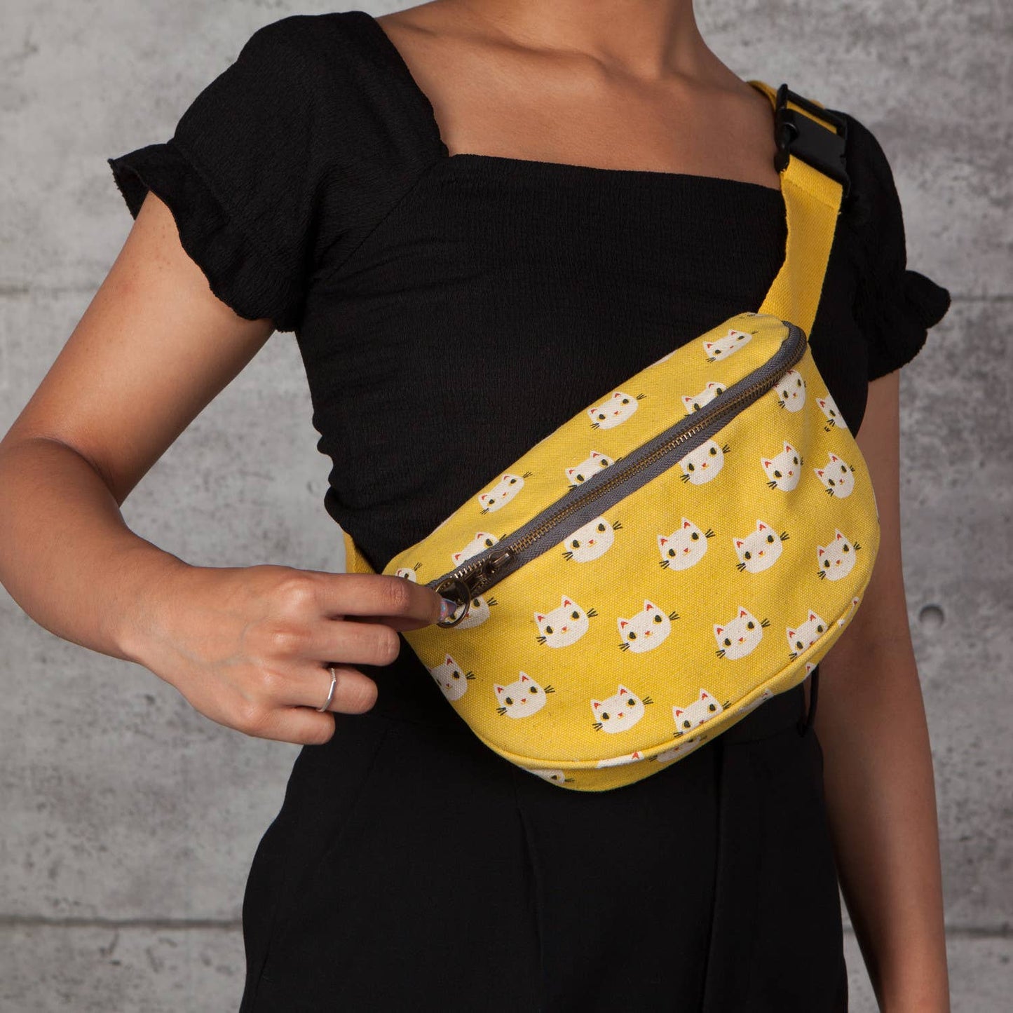 Meow Cats Cotton Hip Bag Adjustable Strap