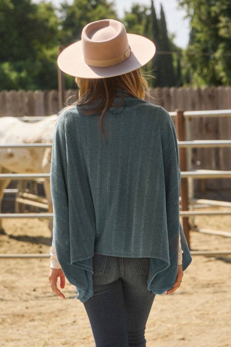Melanged Soft Knit Batwing Cape Top - Plus