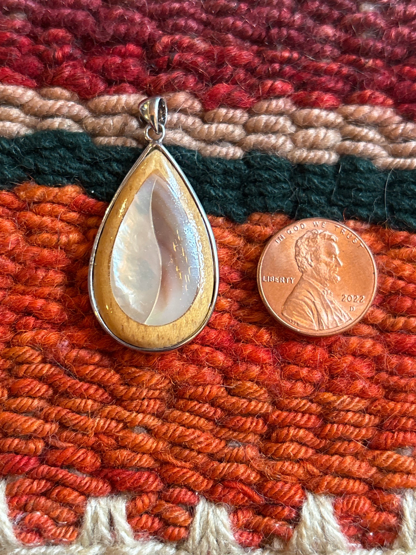 Wood w/Mother of Pearl Inlay Pendant