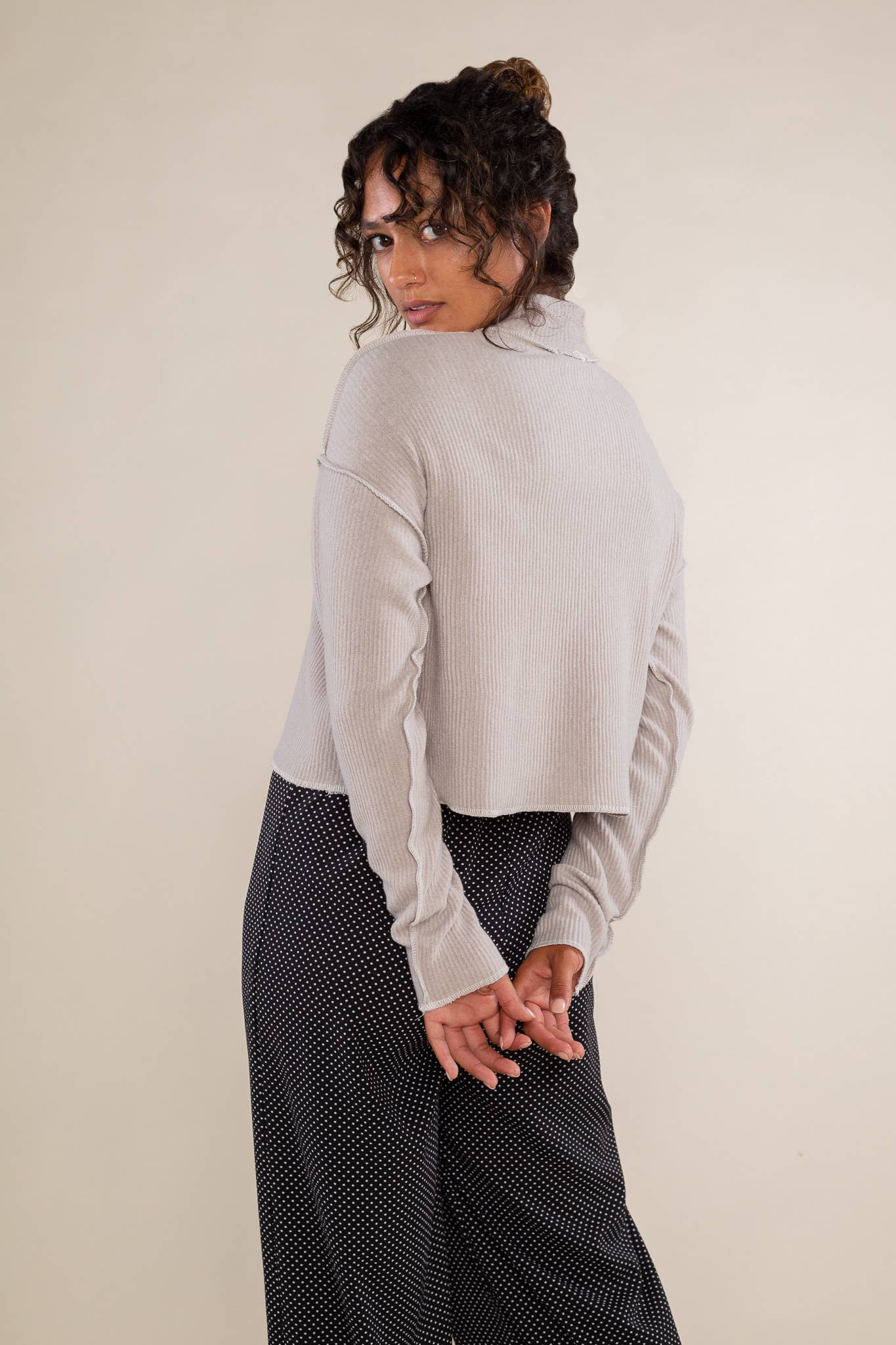 Winnie Pleated Turtleneck Top