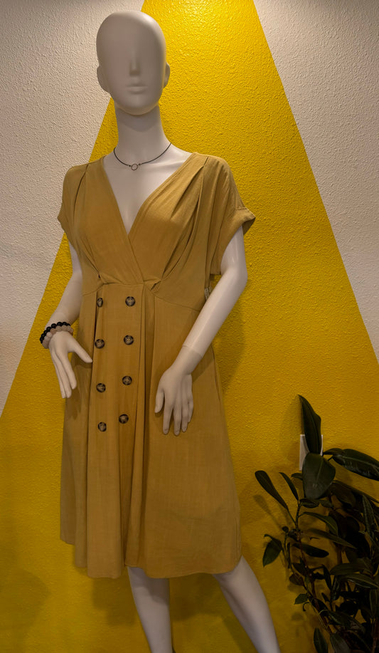 Yasmine Yellow Linen Dress | Hailey & Co.