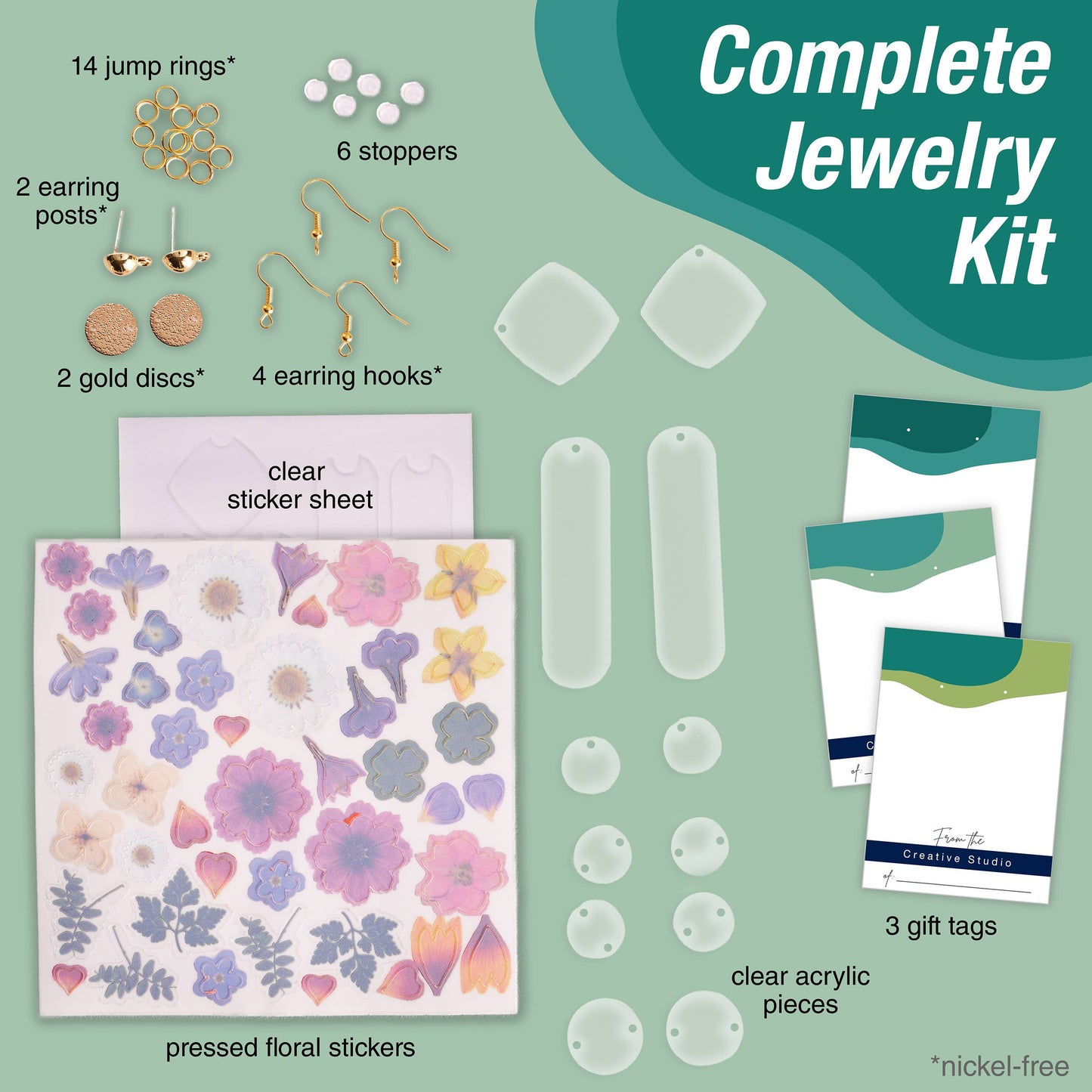 Pressed Floral Earrings - Adult/Kids Craft Kit Makes 3 Pairs