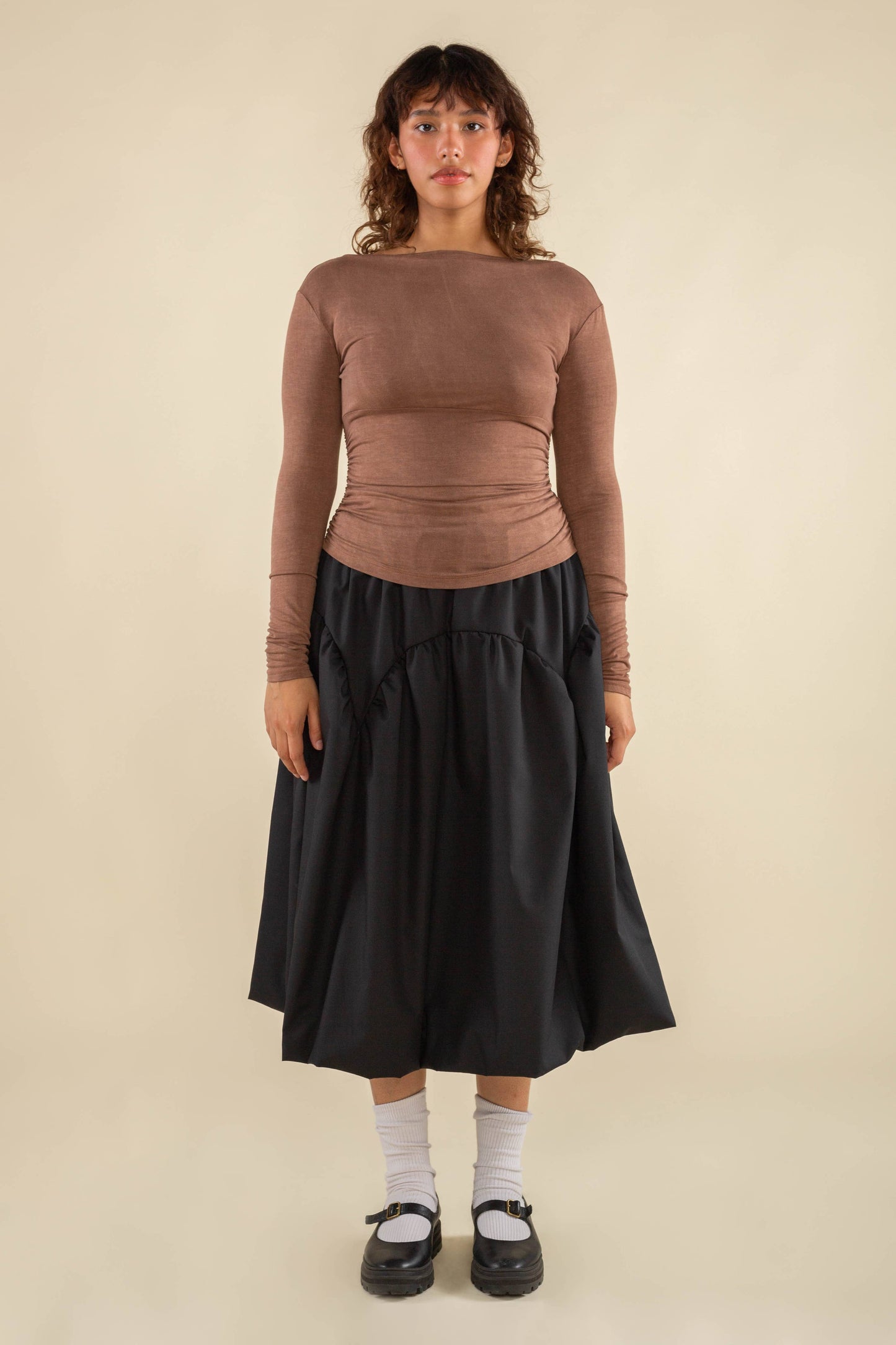 Effie Shirred Waist Long Sleeve Top