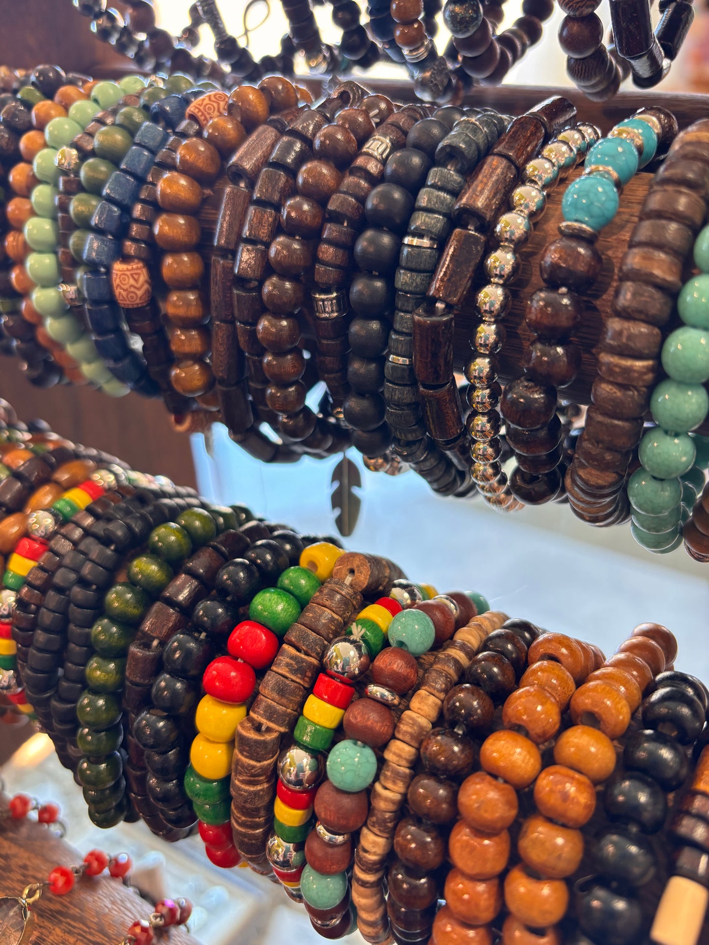 Wood bead bracelet