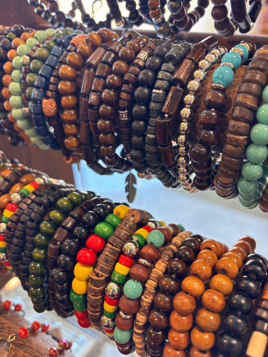 Wood bead bracelet