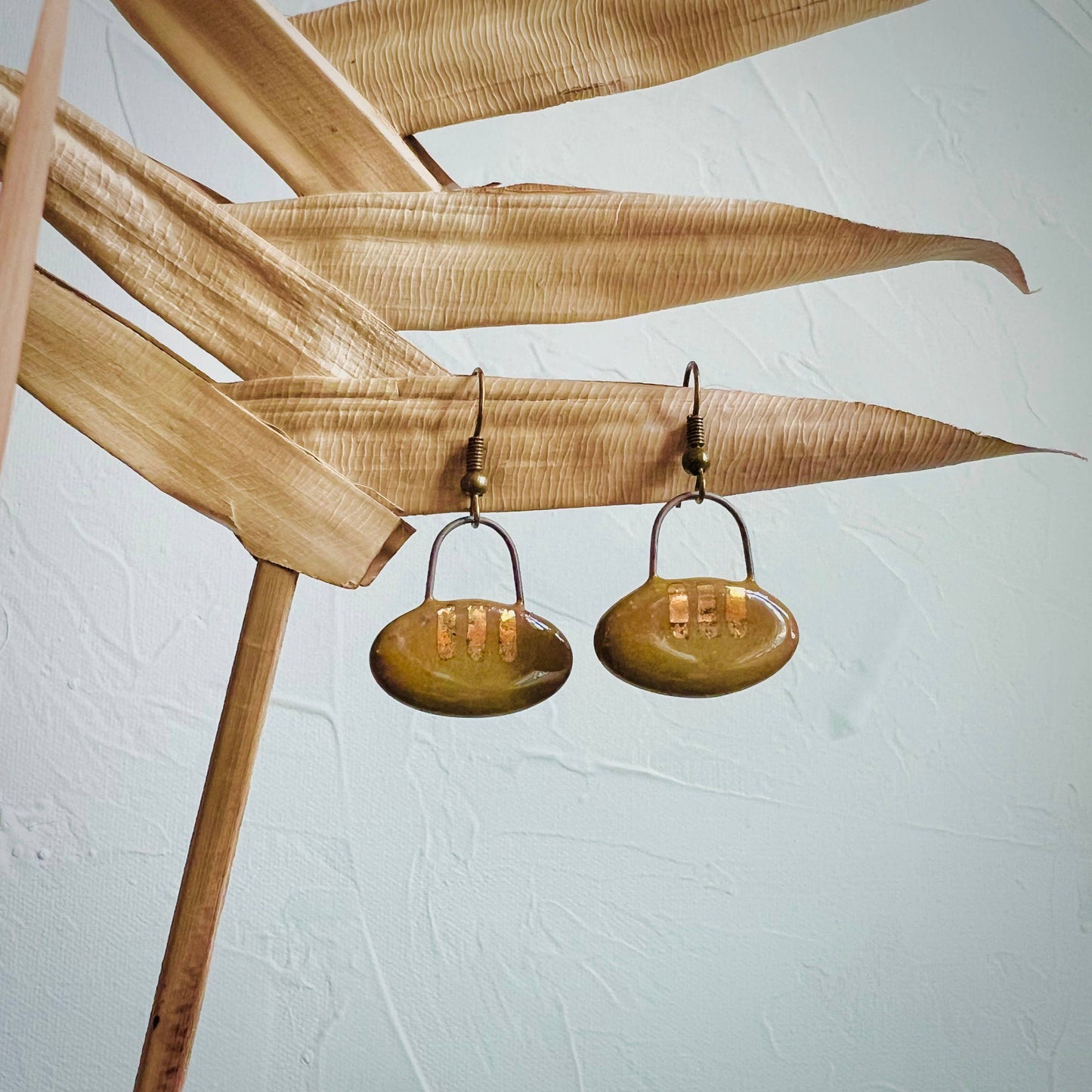 Three Stripes Olive Earrings