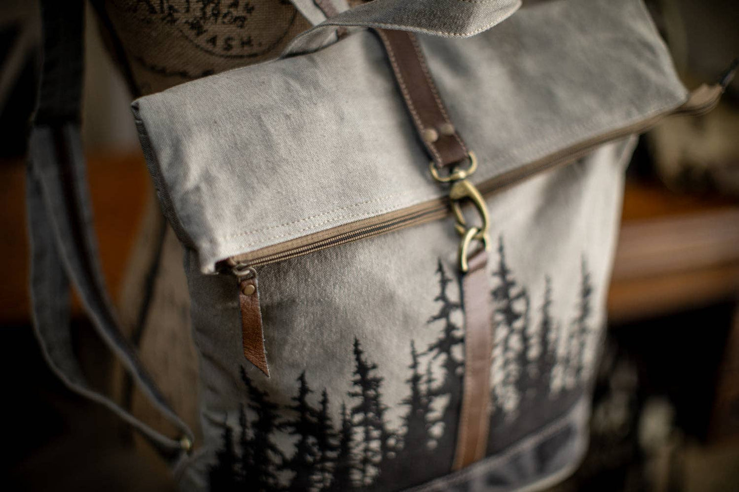 Black Spruce Forrest Recycled Canvas Backpack