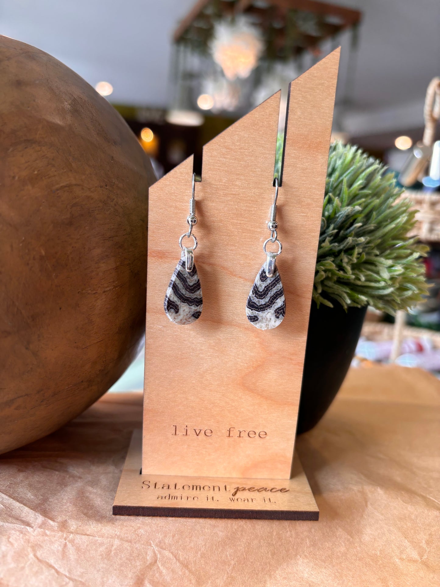Handcrafted Wood & Resin Earrings