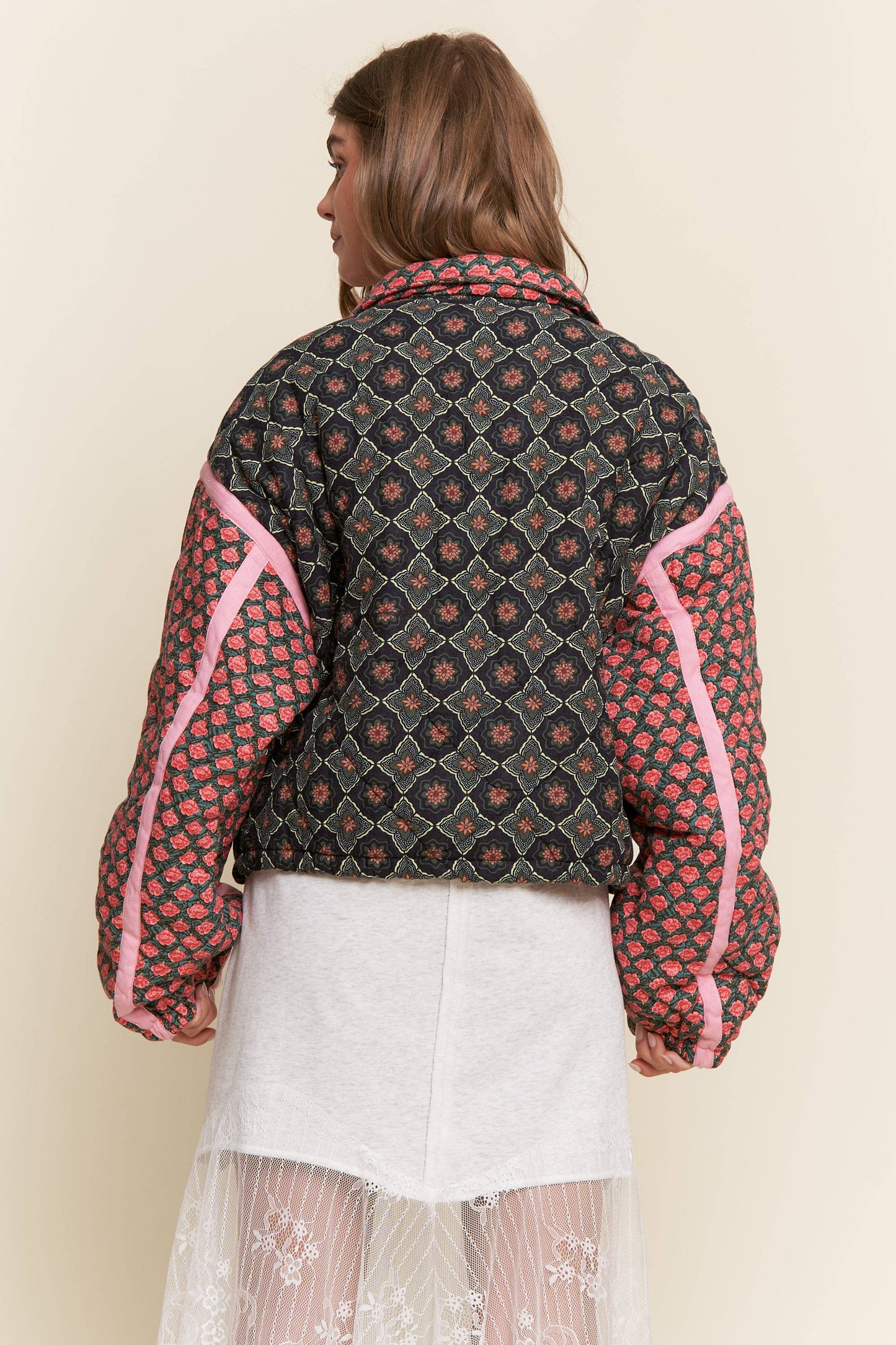 Patchwork Quilted Bomber Jacket