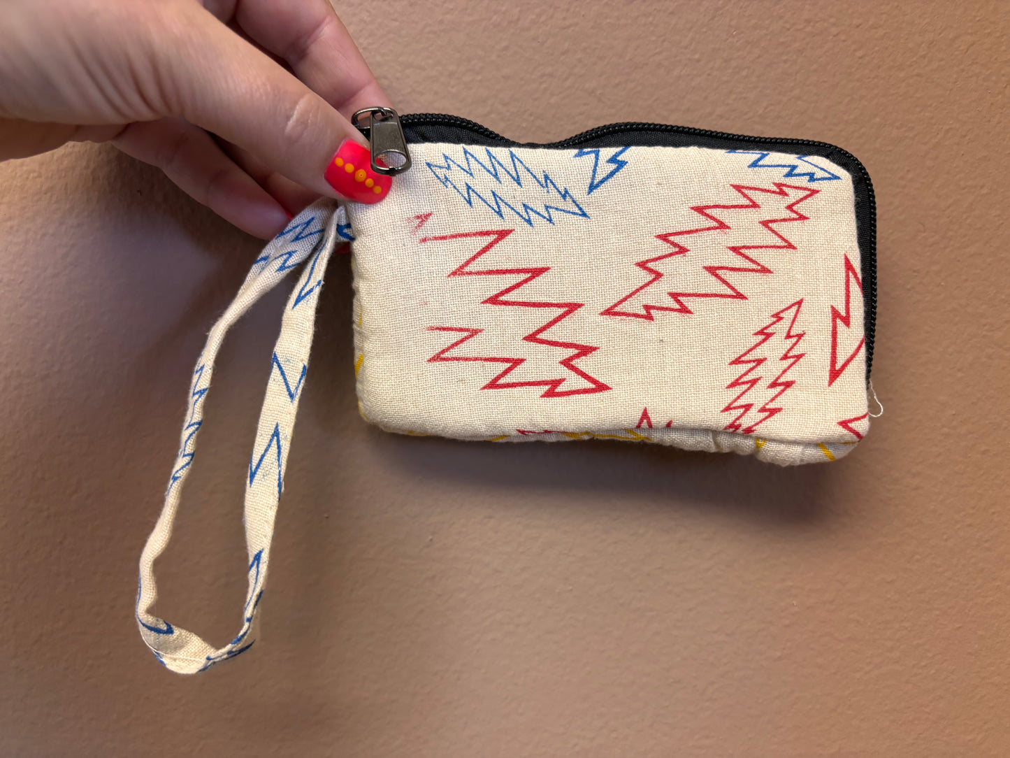 Boho Hippie Padded Stash Bag with Print Single Pocket