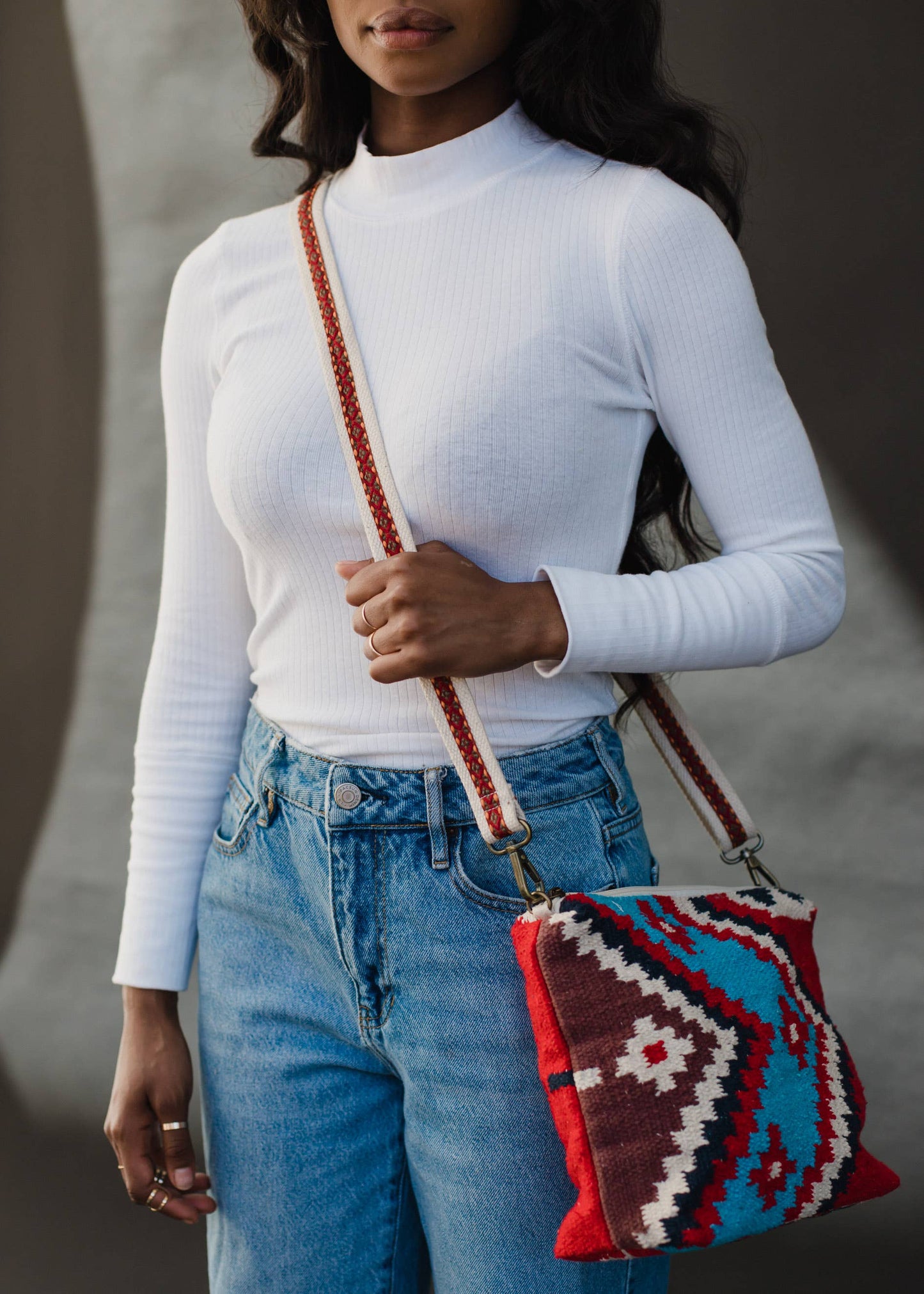 Red & Multicolored Aztec Crossbody