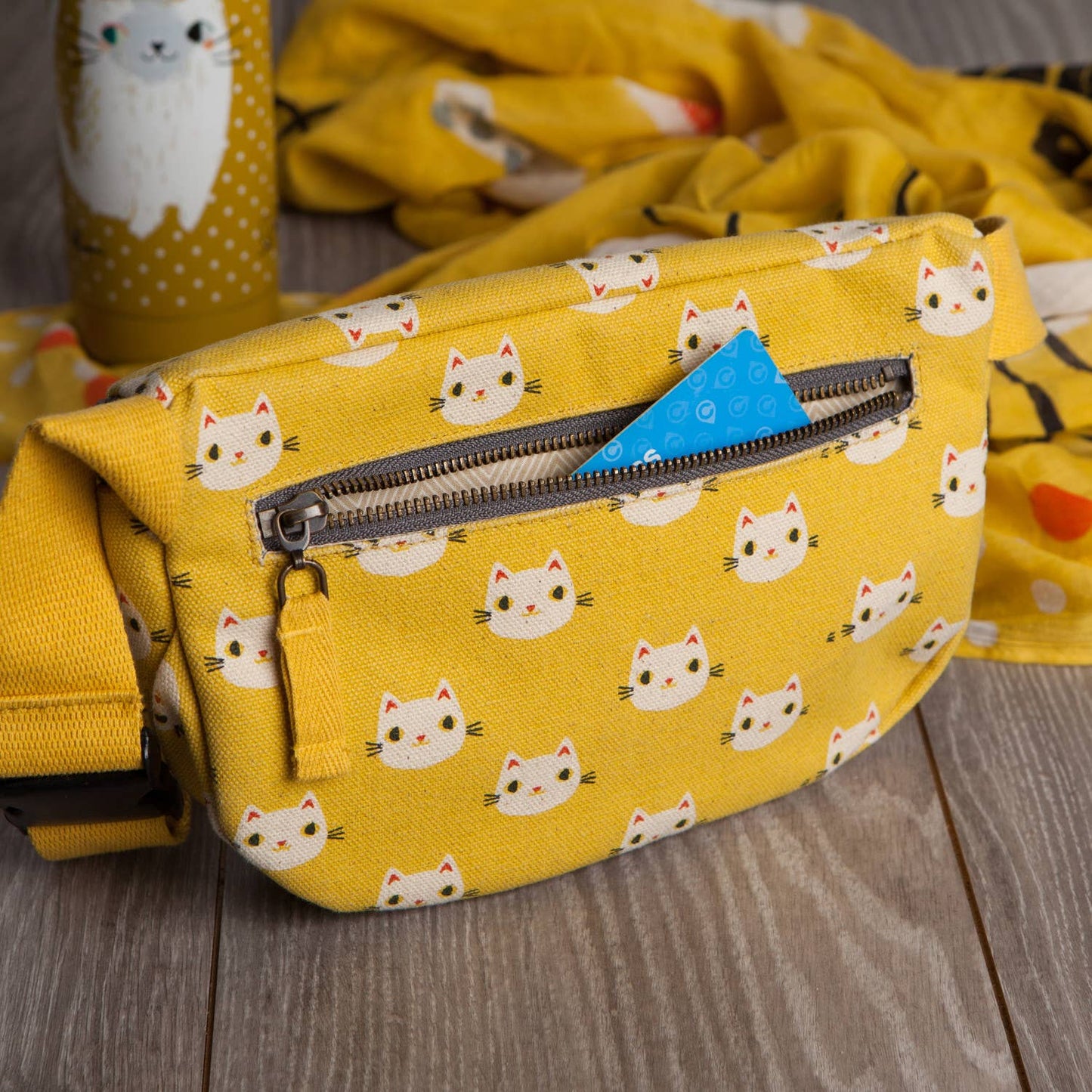 Meow Cats Cotton Hip Bag Adjustable Strap