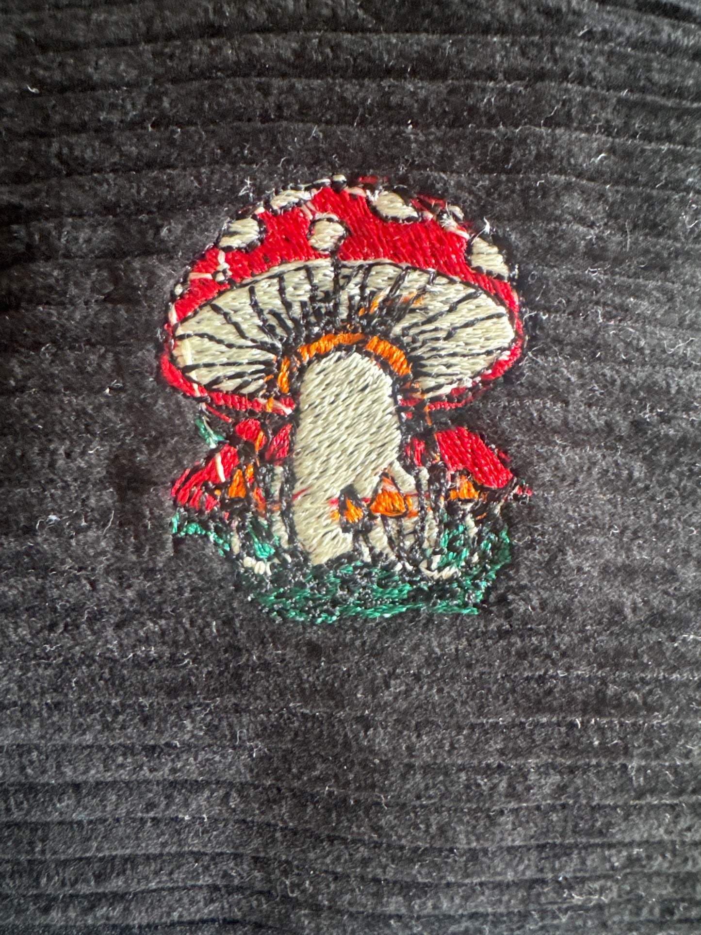 Corduoy Wallet w/ Mushroom Embroidery