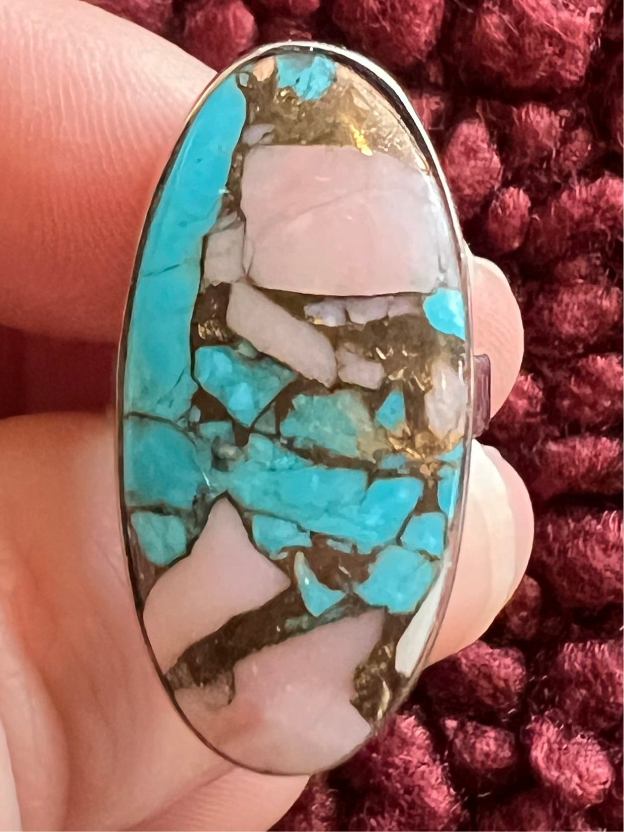 Pink Opal Turquoise Ring | Size 5