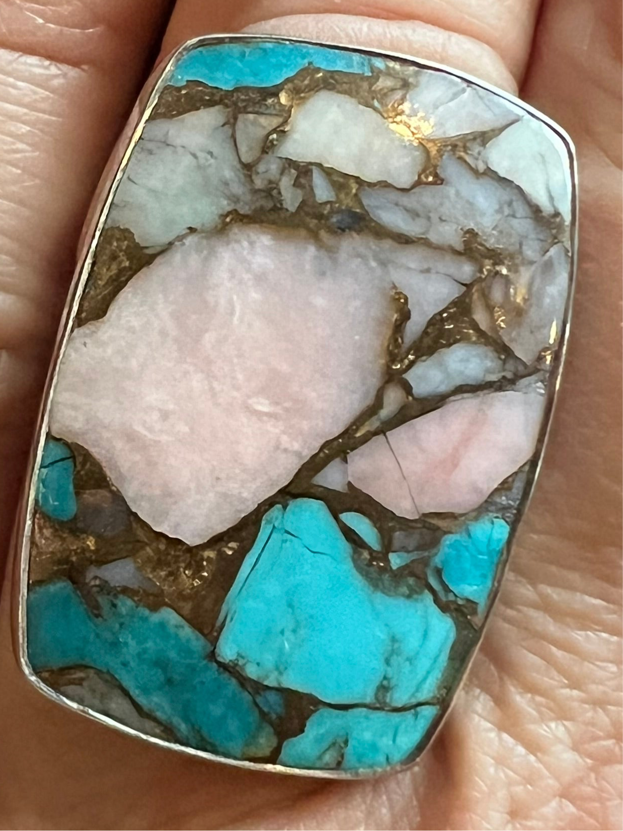 Pink Opal Turquoise Ring | Adjustable