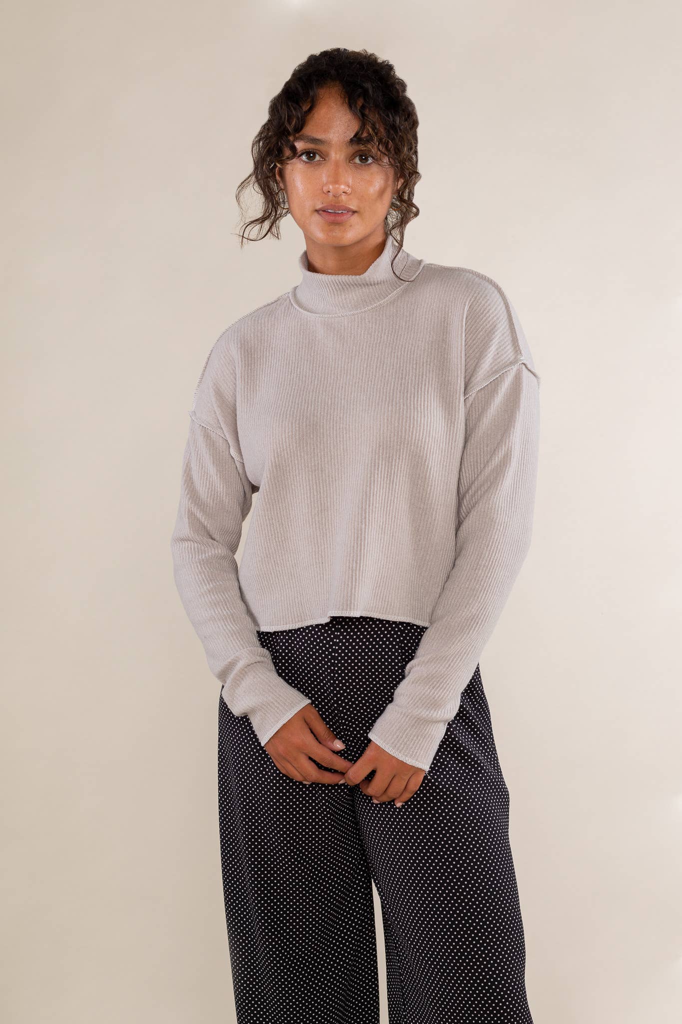 Winnie Pleated Turtleneck Top
