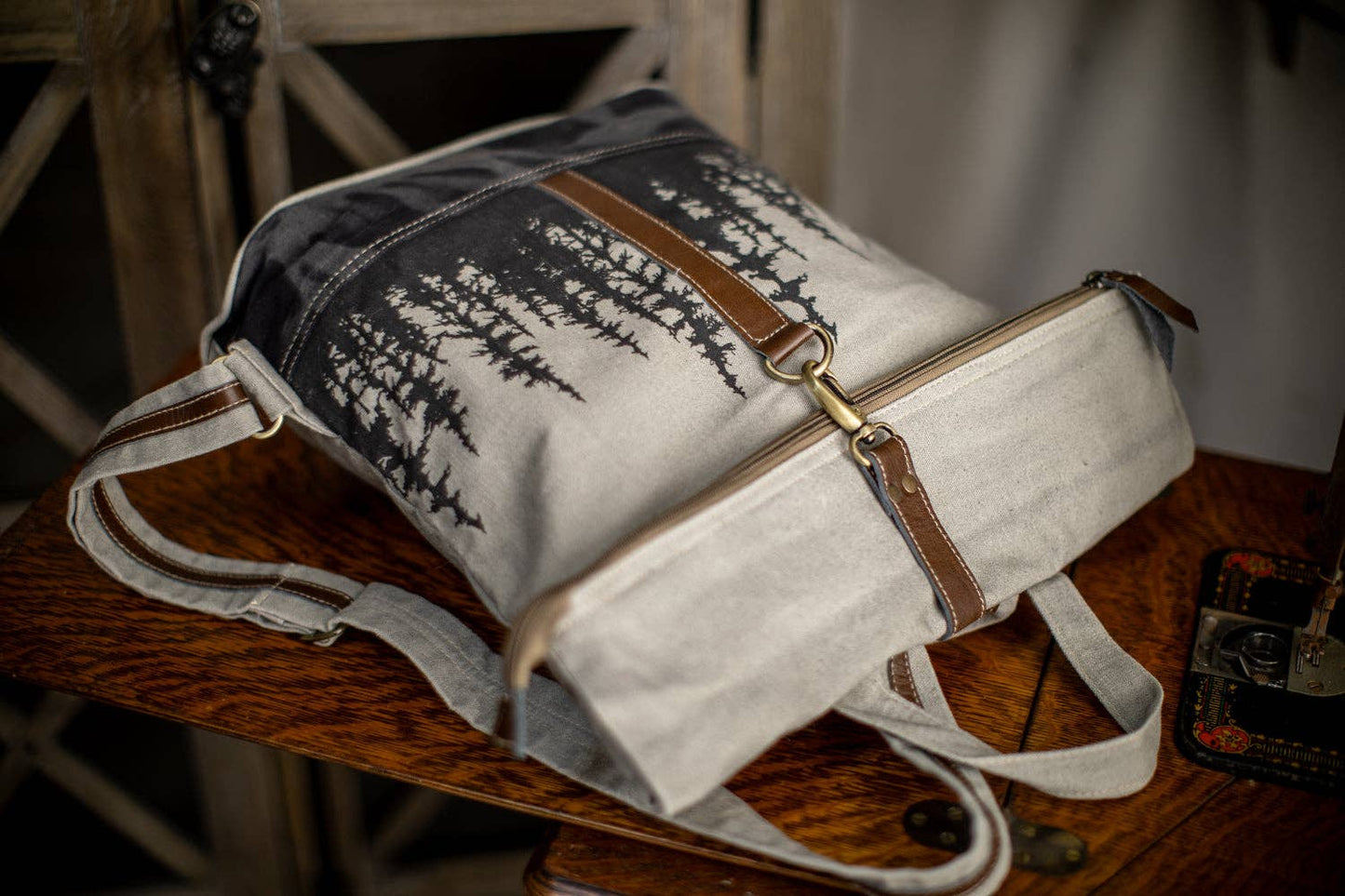 Black Spruce Forrest Recycled Canvas Backpack
