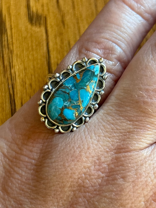 Copper Turquoise Ring | Size 6