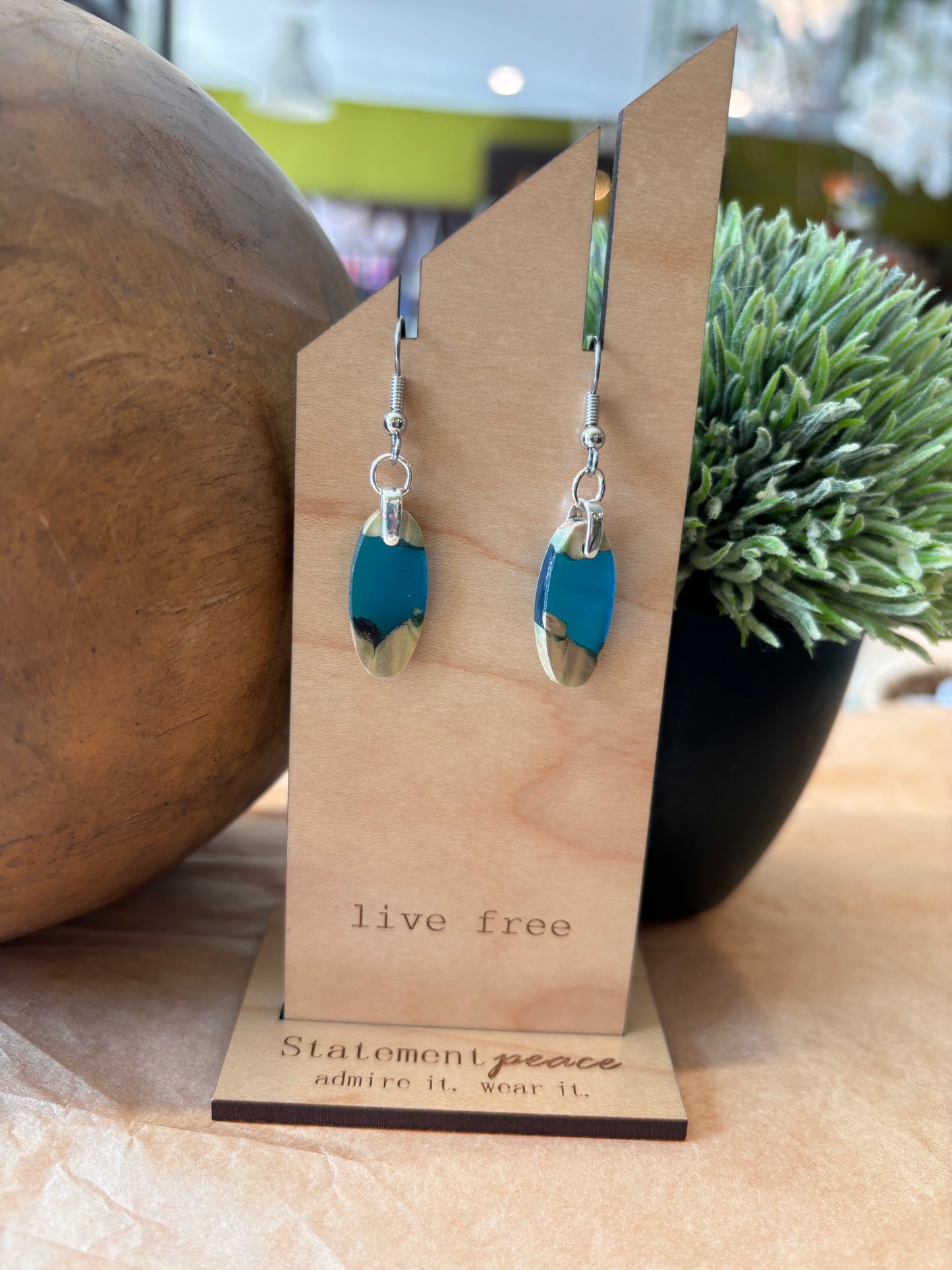 Handcrafted Wood & Resin Earrings
