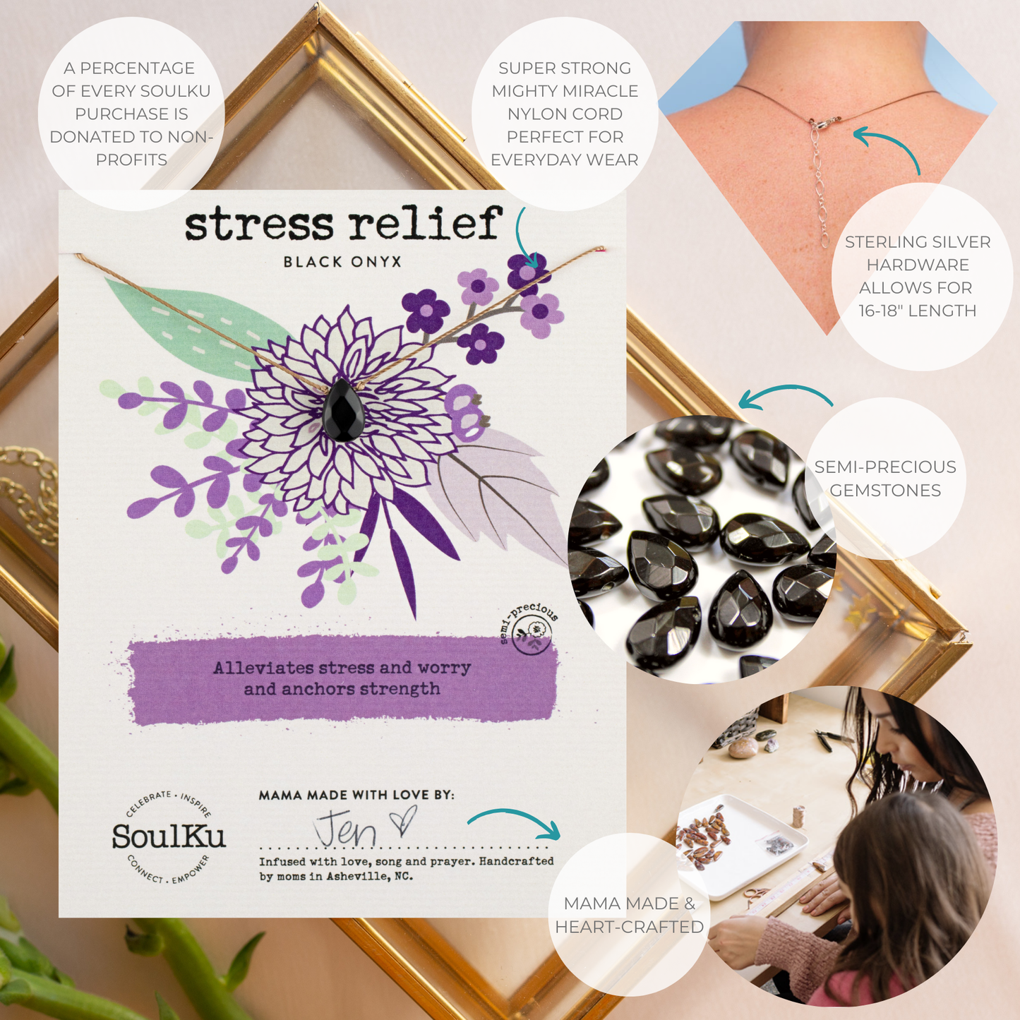 Blk Onyx Soul-Full of Light Necklace Stress Relief