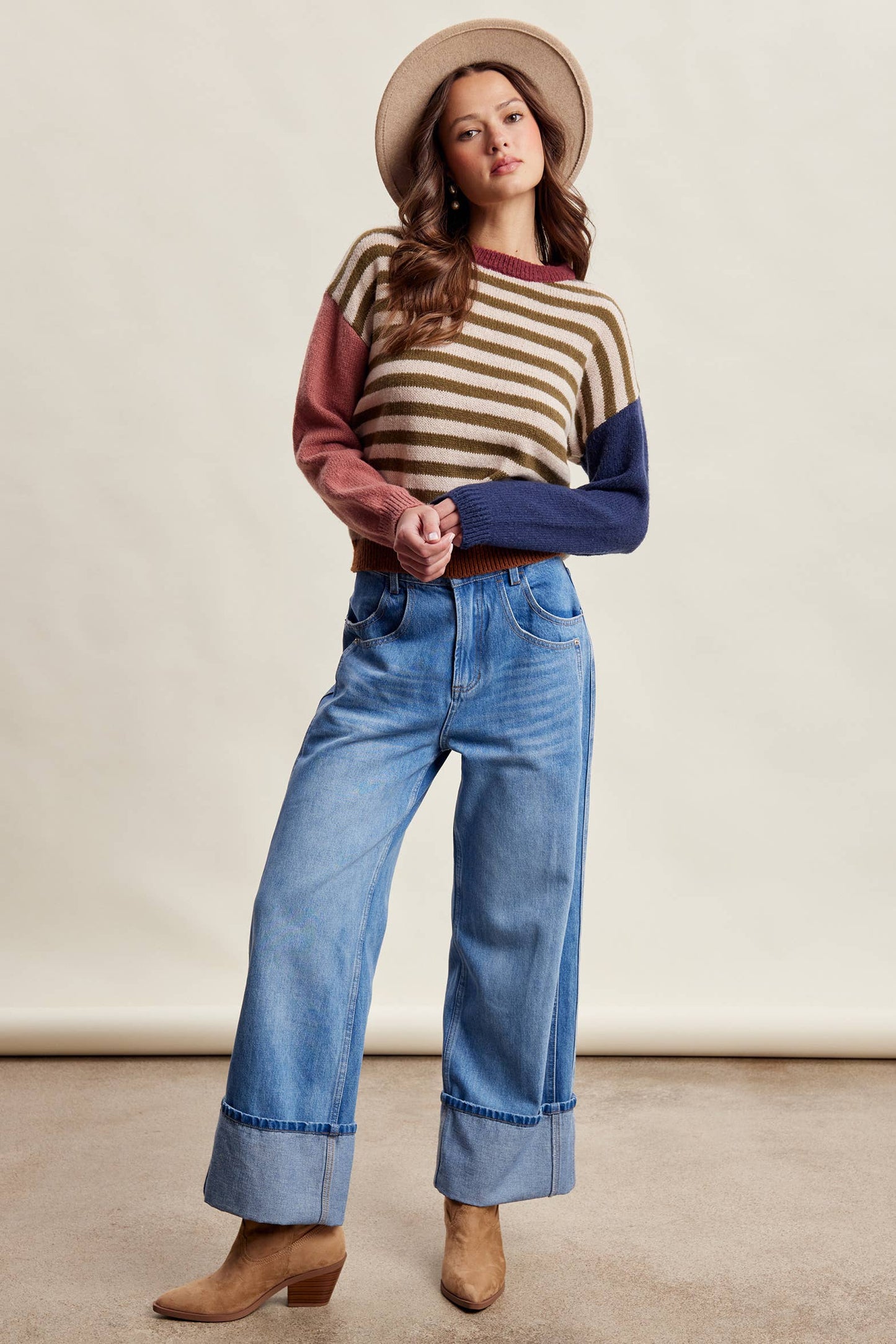 Colorblock Stripe Knit Sweater