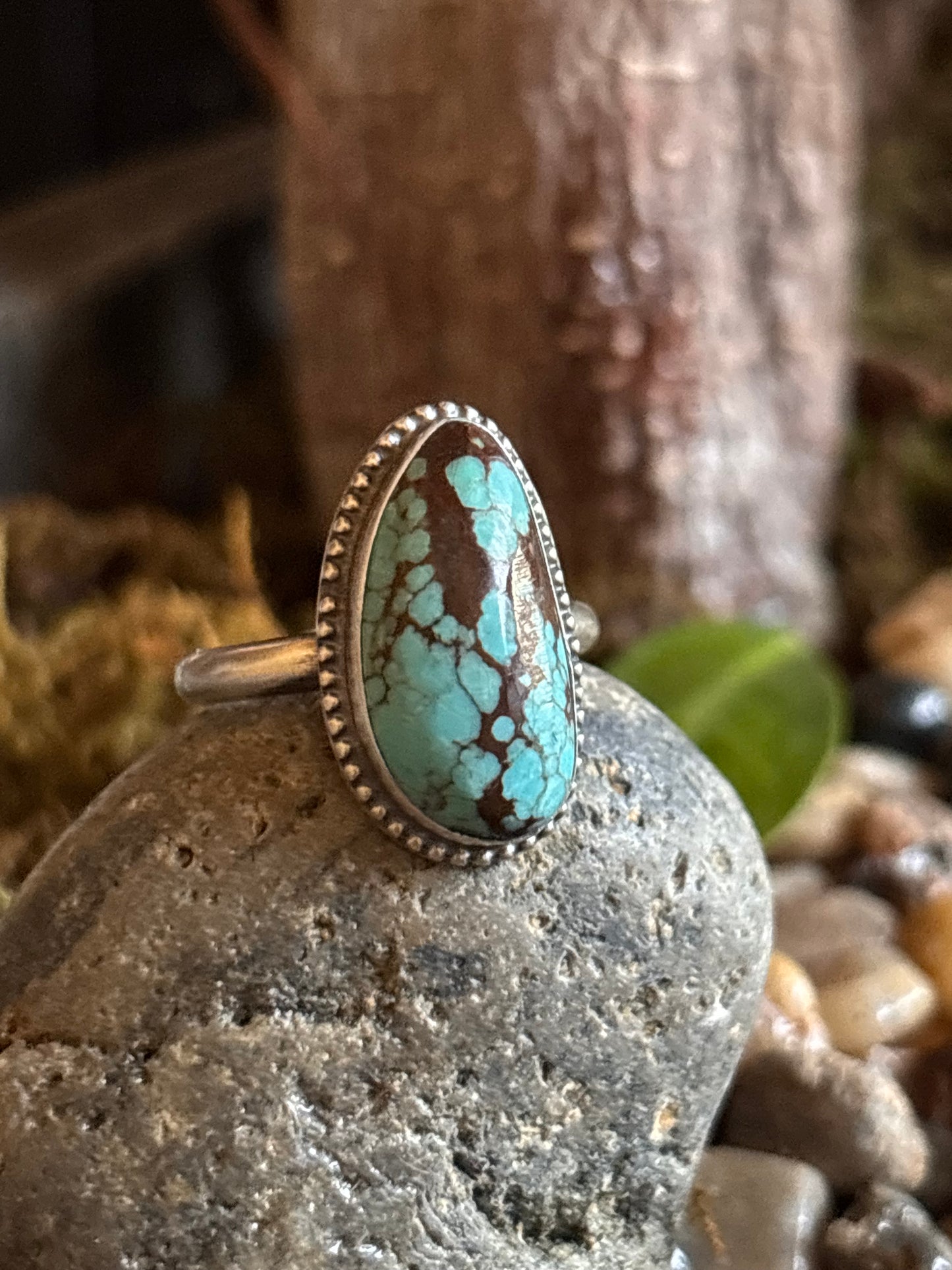 #8 Turquoise Ring Navajo handmade by Gloria Rios | Size 7.5