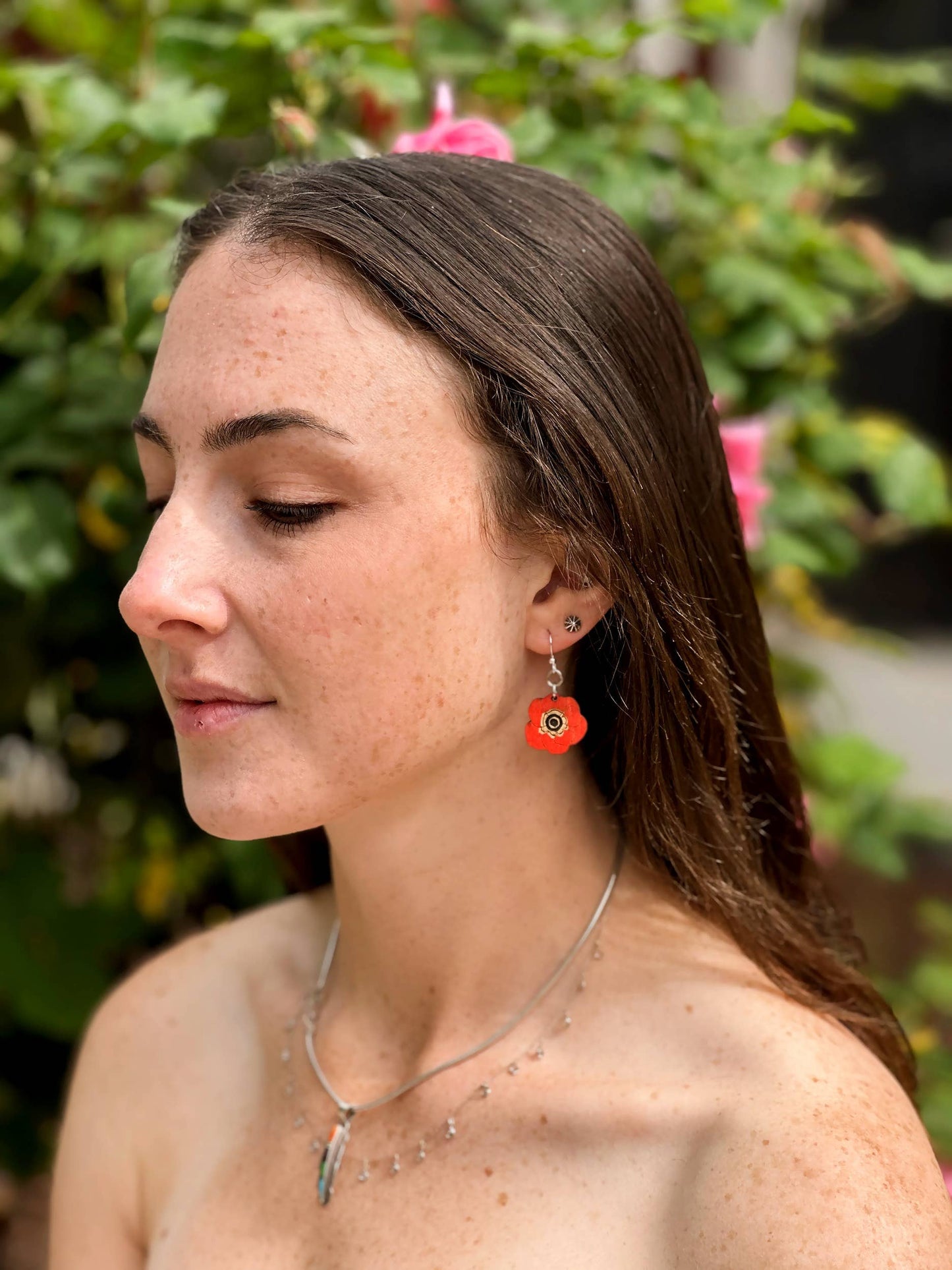 Poppy Flower Blossoms Earrings