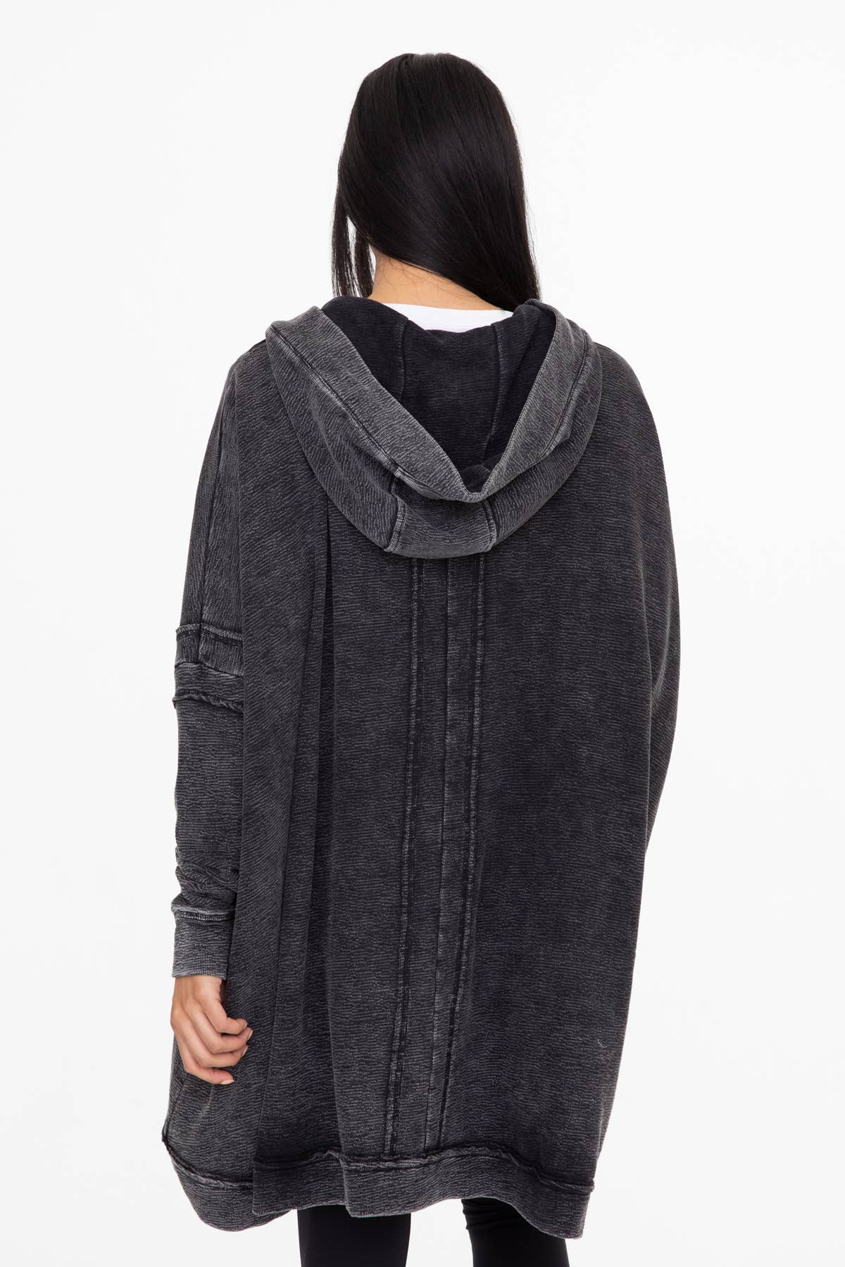Oversized Cotton Poncho with Hood