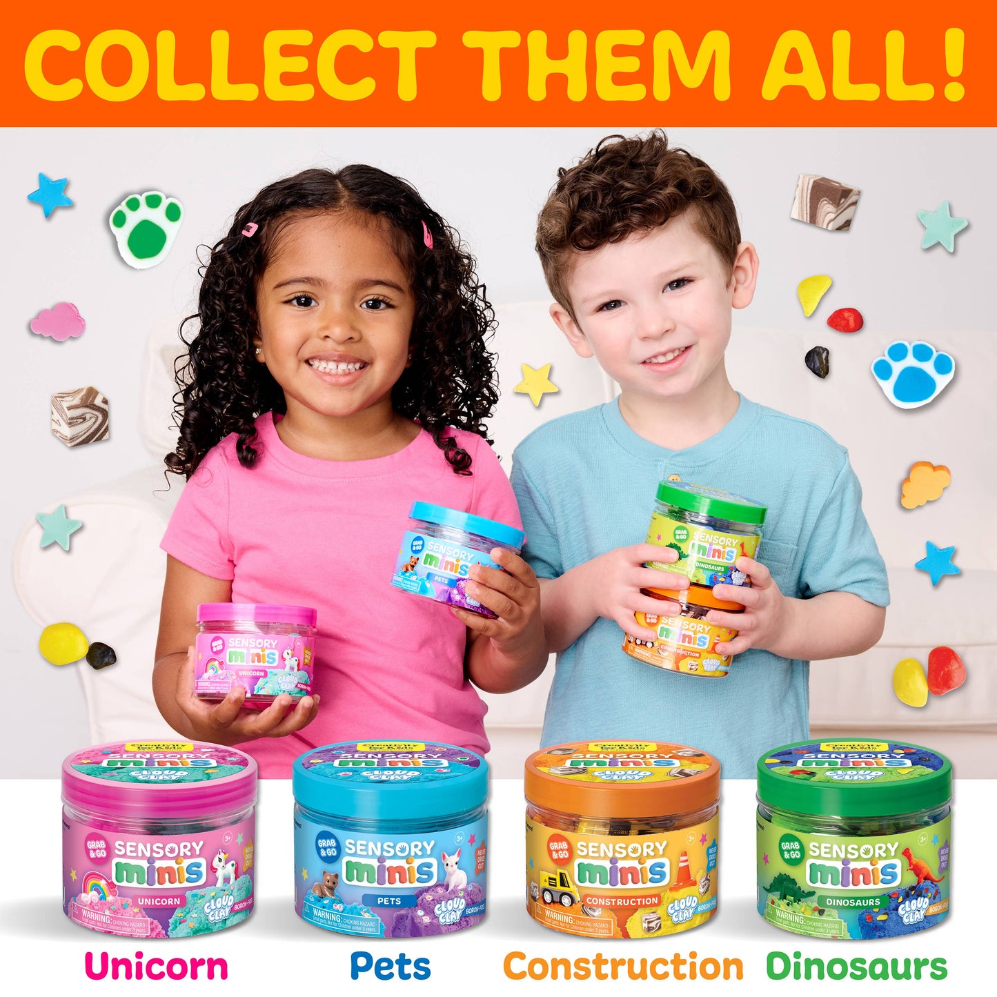 Construction Theme - Sensory Mini Play Kit Jar with Cloud Clay