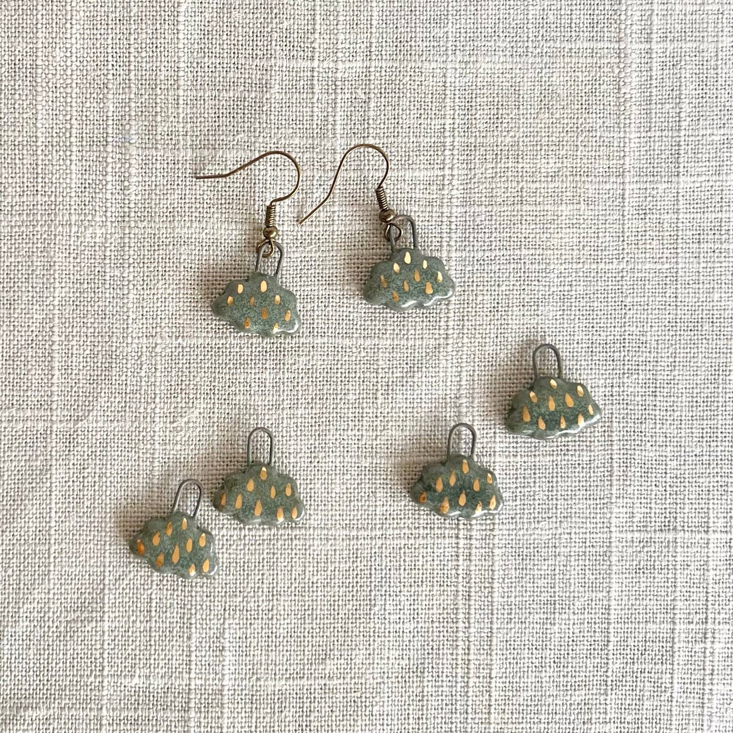 Ceramic Mini Storm Cloud Earrings